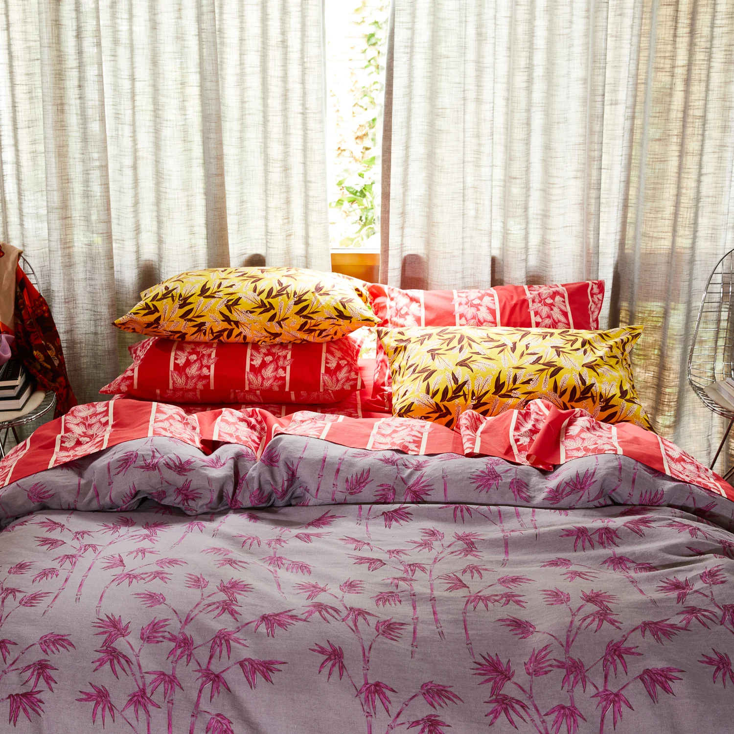 Agata Cotton Pillowcase Set - Vermillion - Image 3