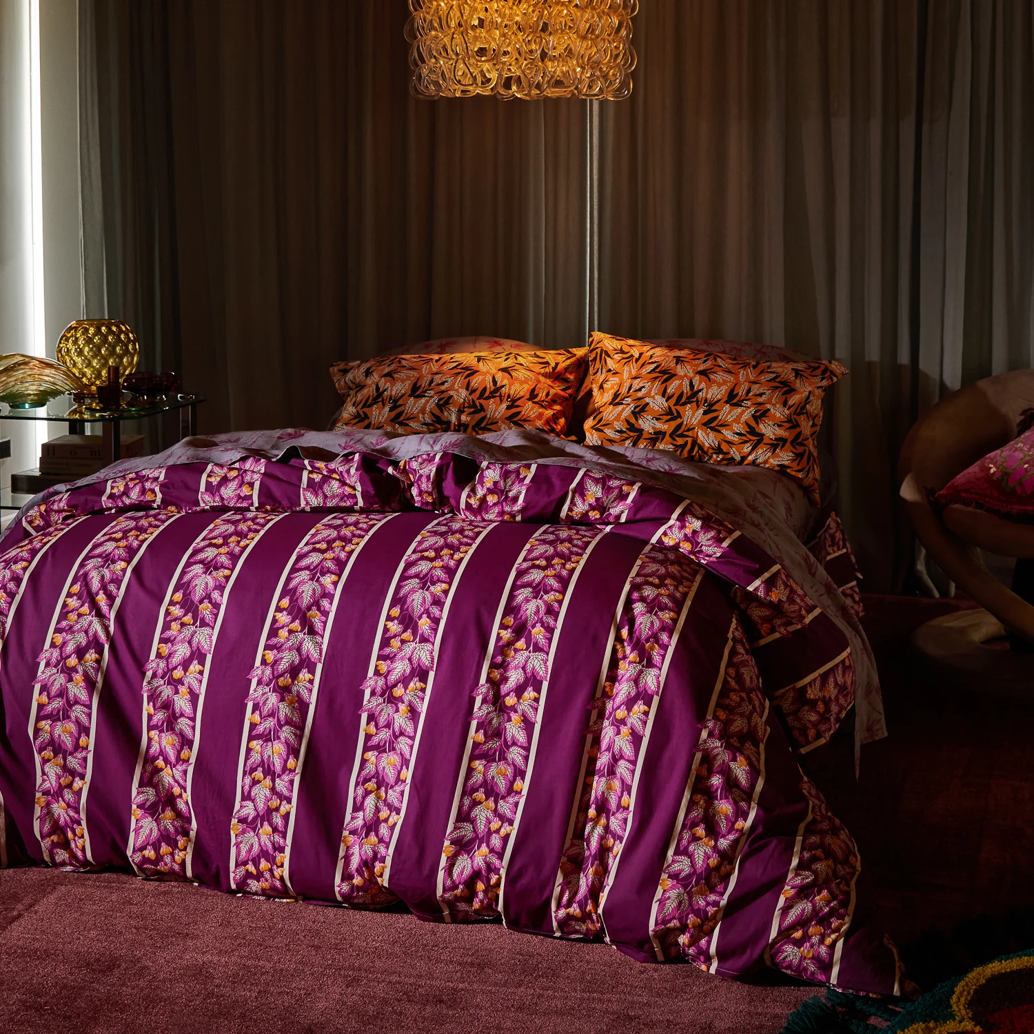 Agata Cotton Quilt Cover - Mulberry - Image 2