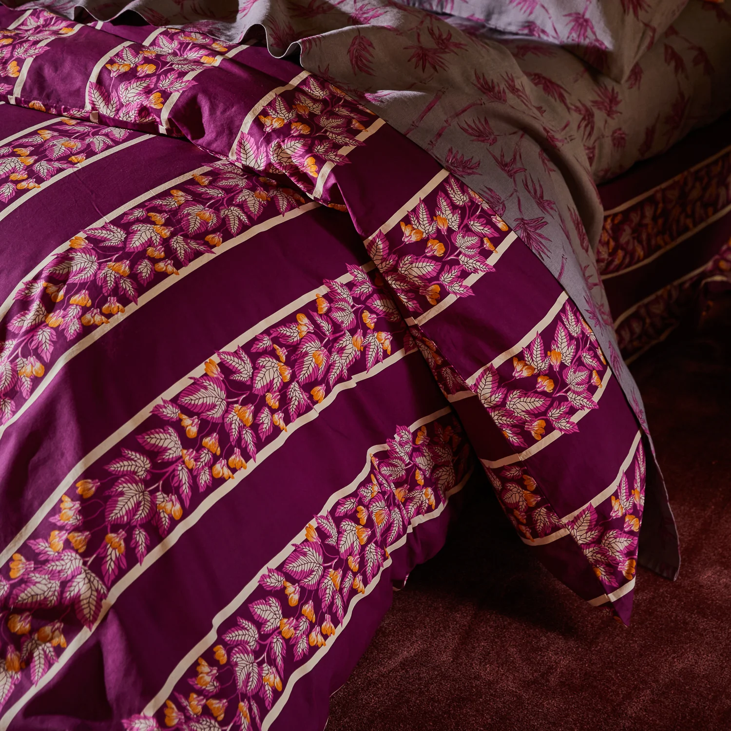 Agata Cotton Quilt Cover - Mulberry - Image 3