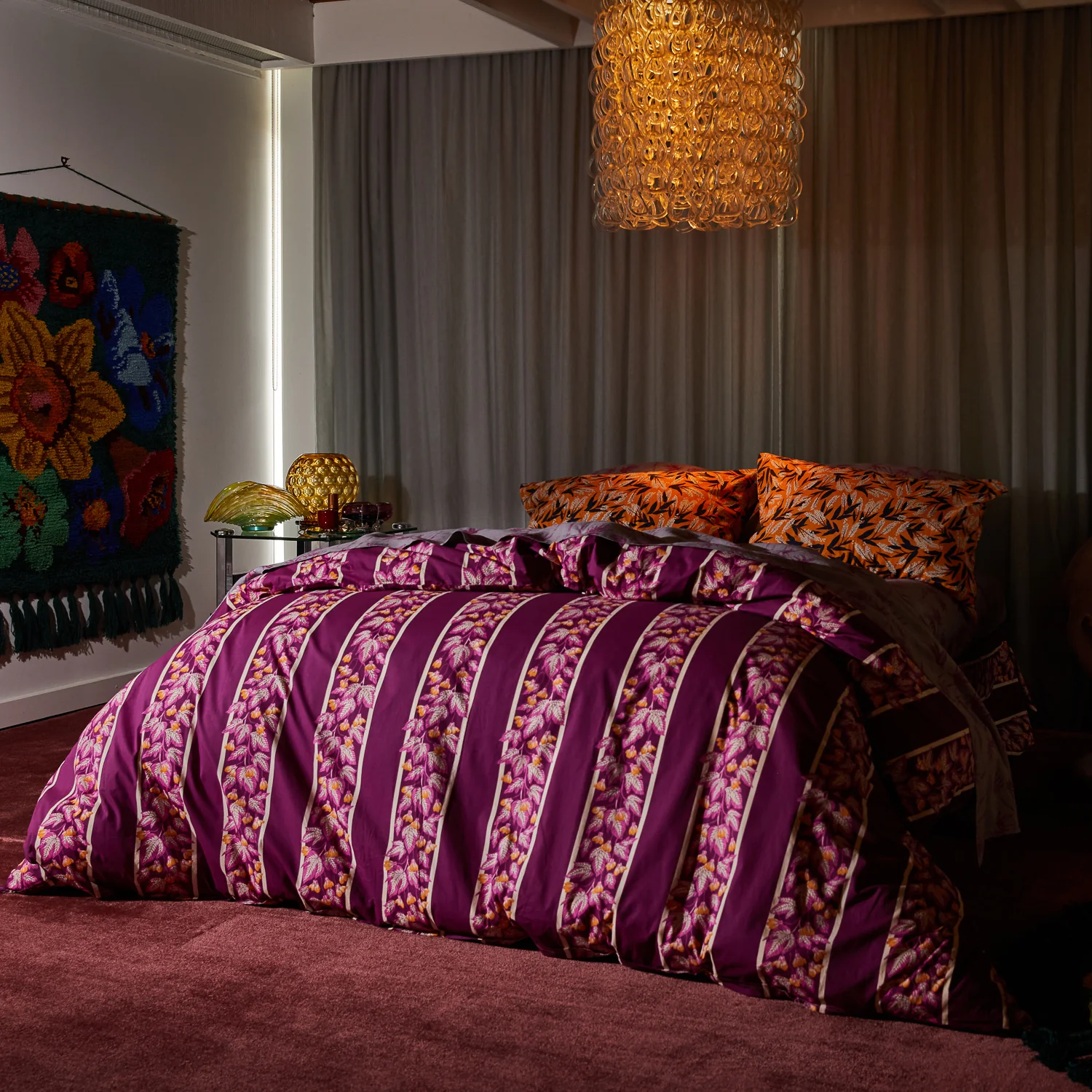 Agata Cotton Quilt Cover - Mulberry - Image 6