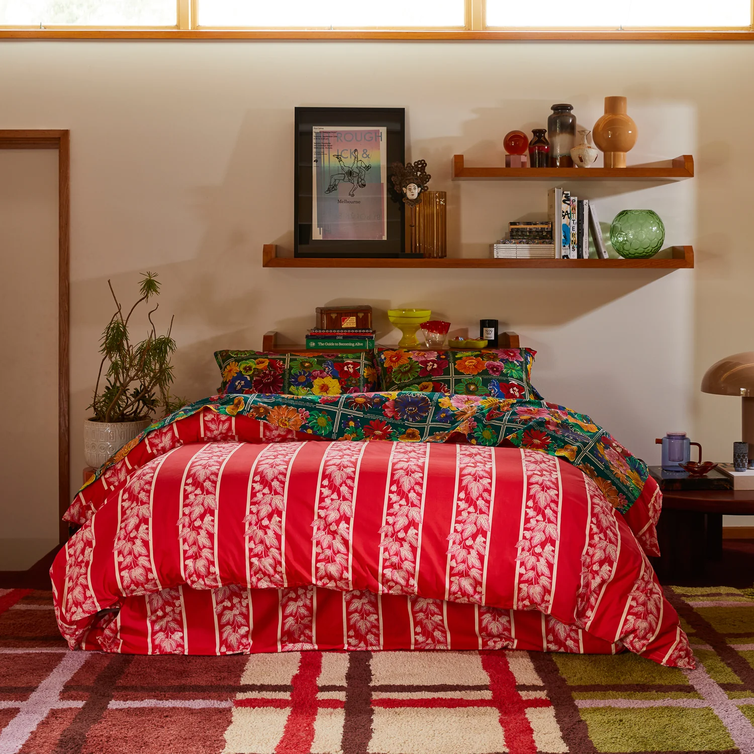 Agata Cotton Quilt Cover - Vermillion - Image 2