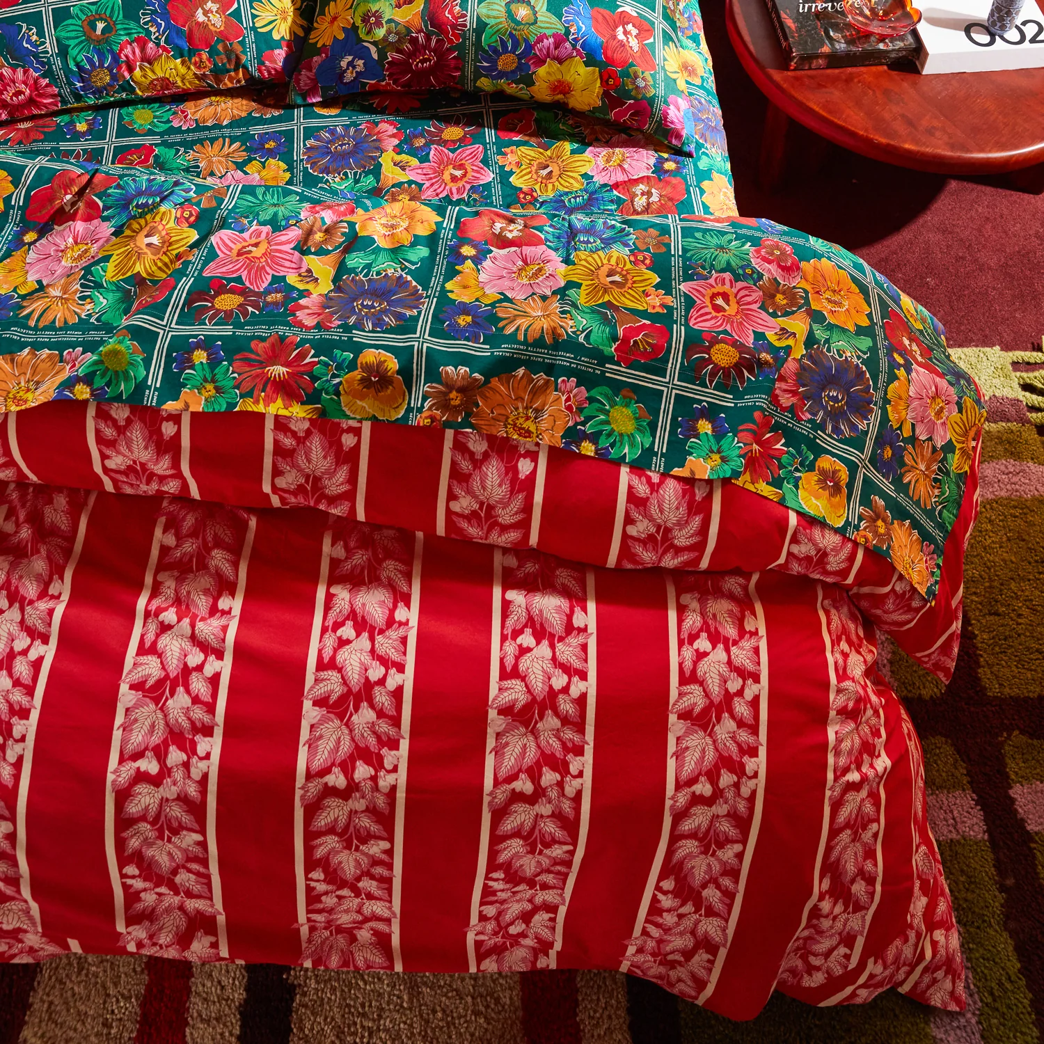 Agata Cotton Quilt Cover - Vermillion - Image 3