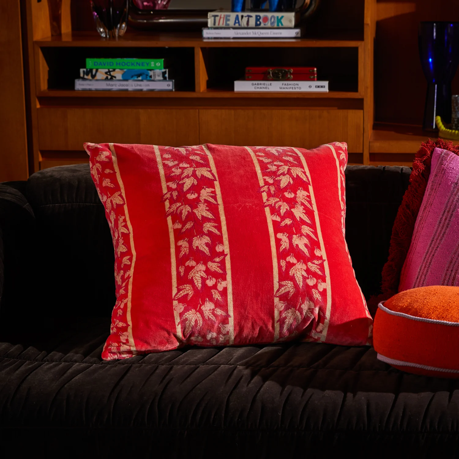 Agata Velvet Cushion - Vermillion - Image 2