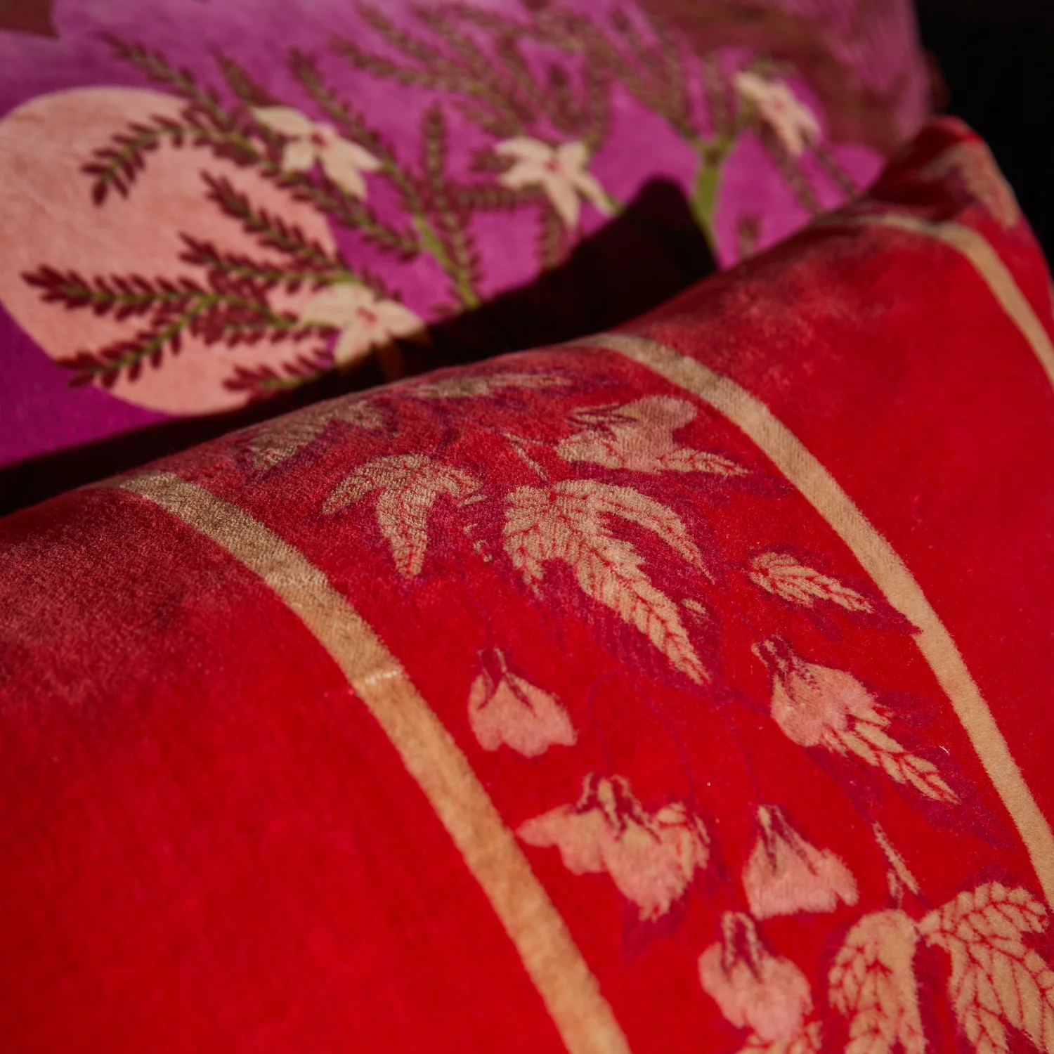 Agata Velvet Cushion - Vermillion - Image 3