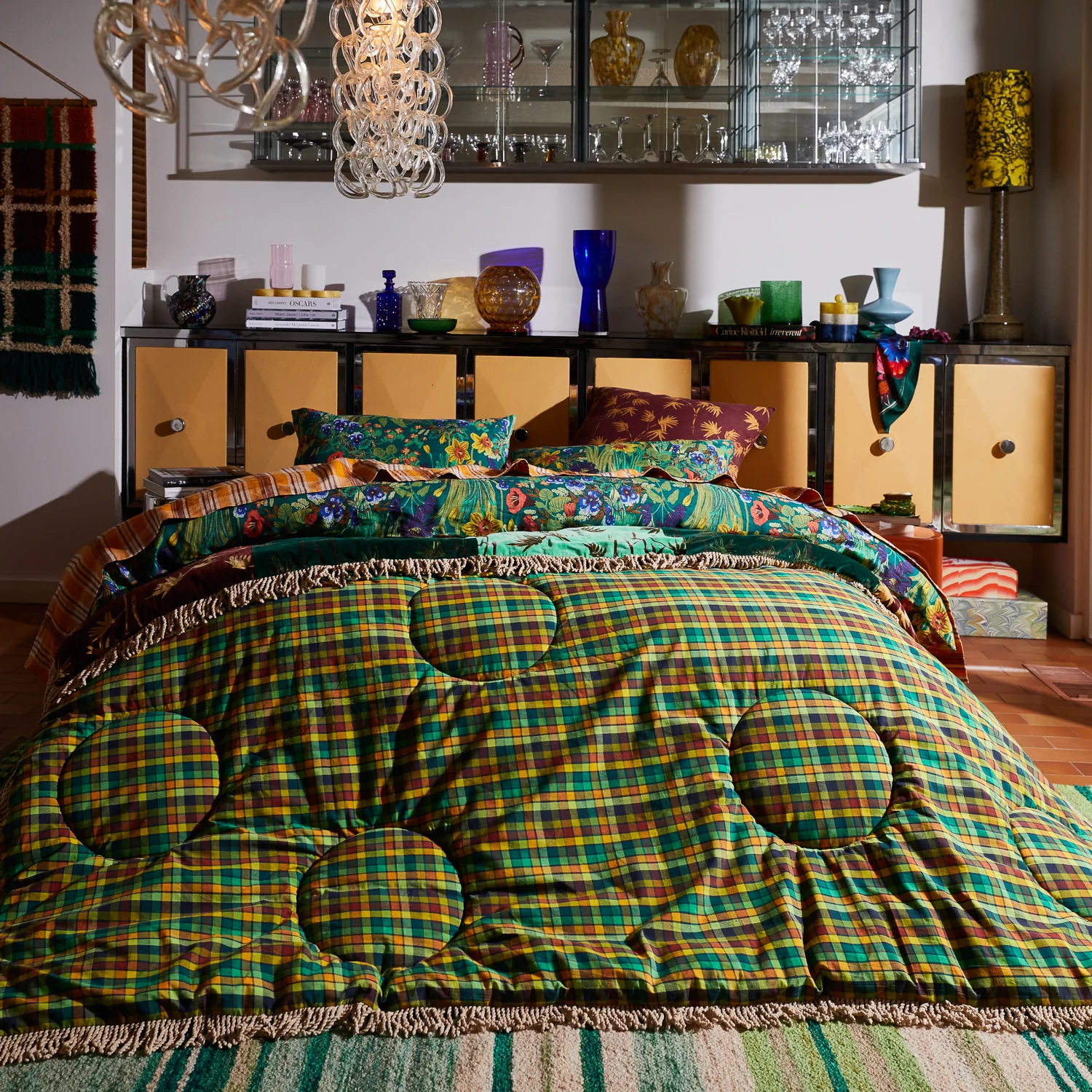 Aneta Patchwork Velvet Bedcover - Image 3