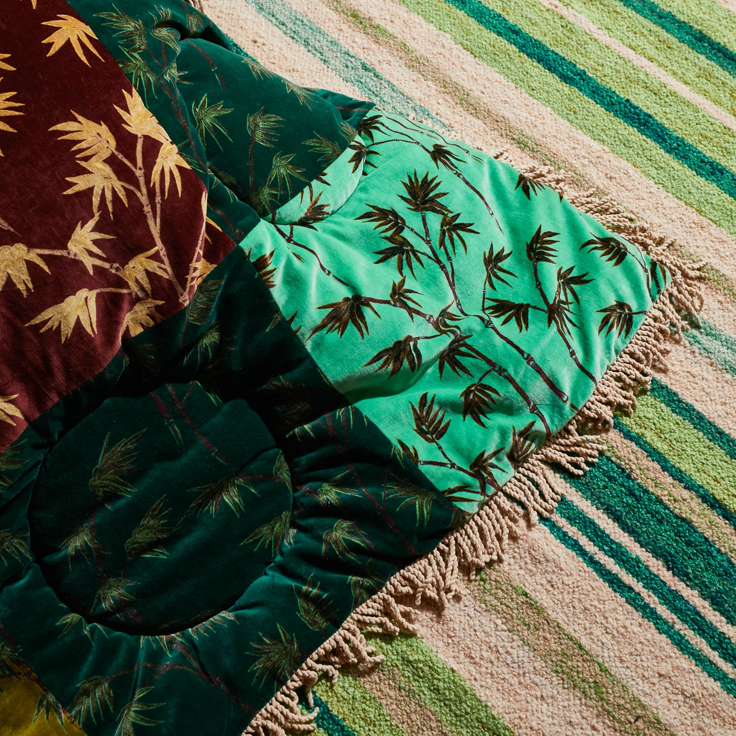 Aneta Patchwork Velvet Bedcover - Image 6