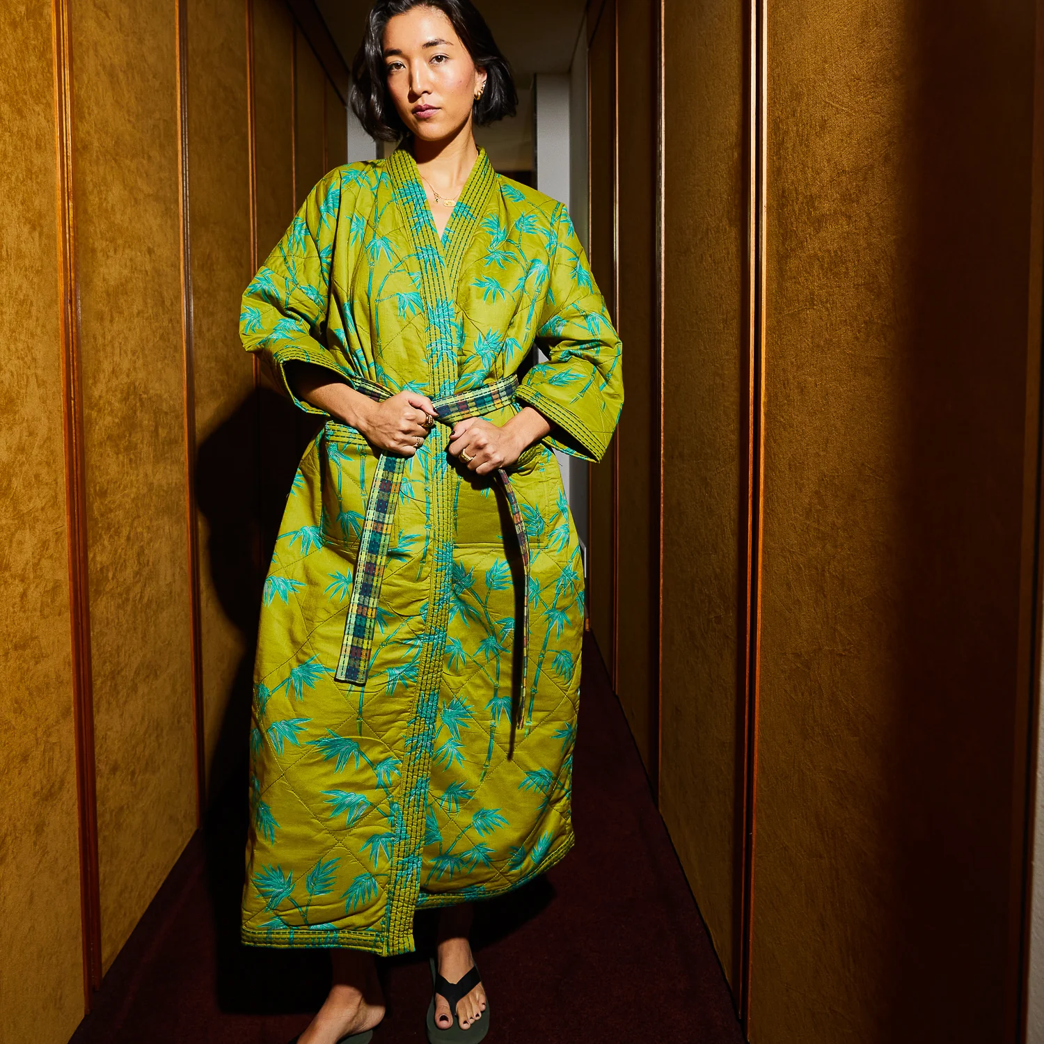 Aneta Quilted Robe - Juniper - Image 6