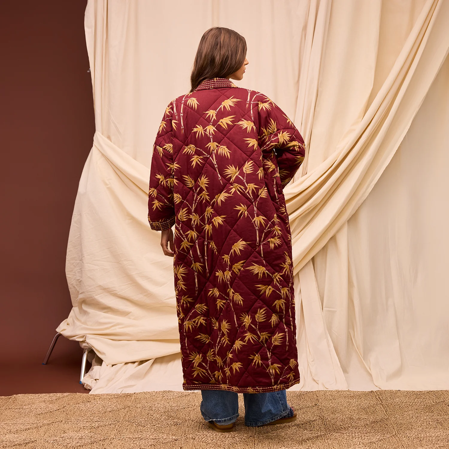 Aneta Quilted Robe - Rosewood - Image 5