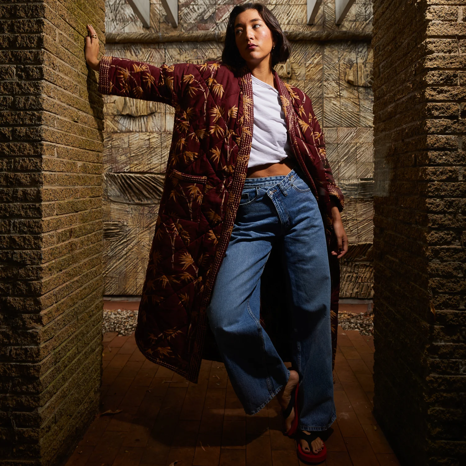 Aneta Quilted Robe - Rosewood - Image 7