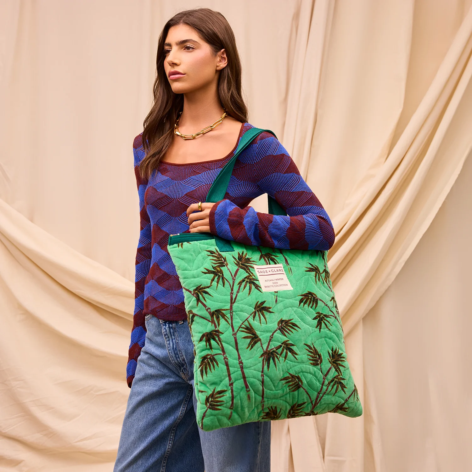 Aneta Velvet Tote Bag - Image 2