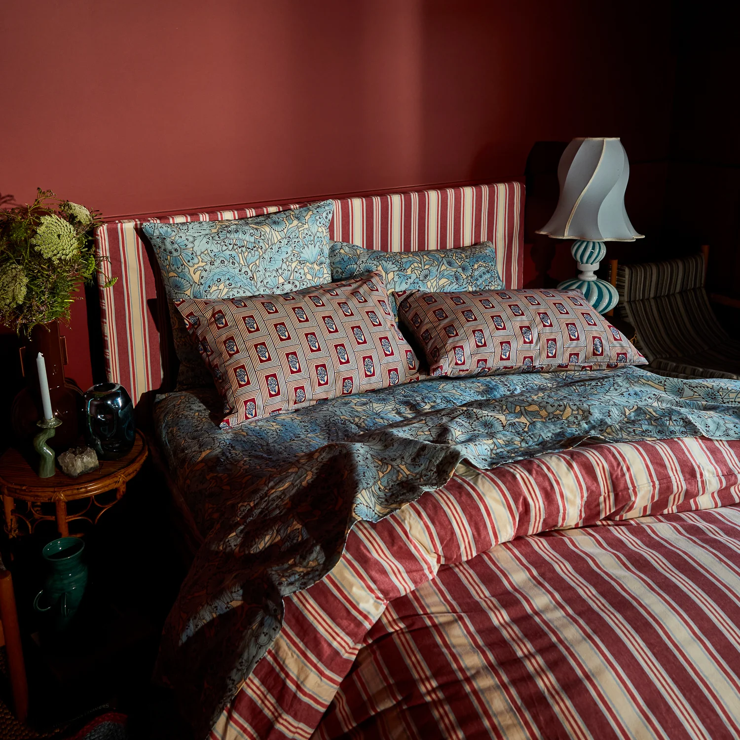 Antonella Cotton Pillowcase Set - Crimson - Image 3
