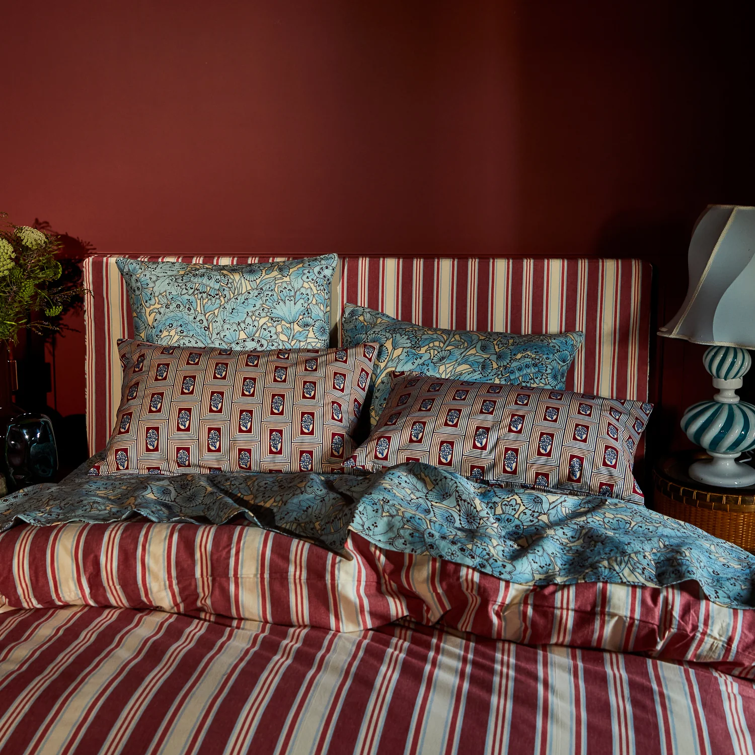 Antonella Cotton Pillowcase Set - Crimson - Image 4