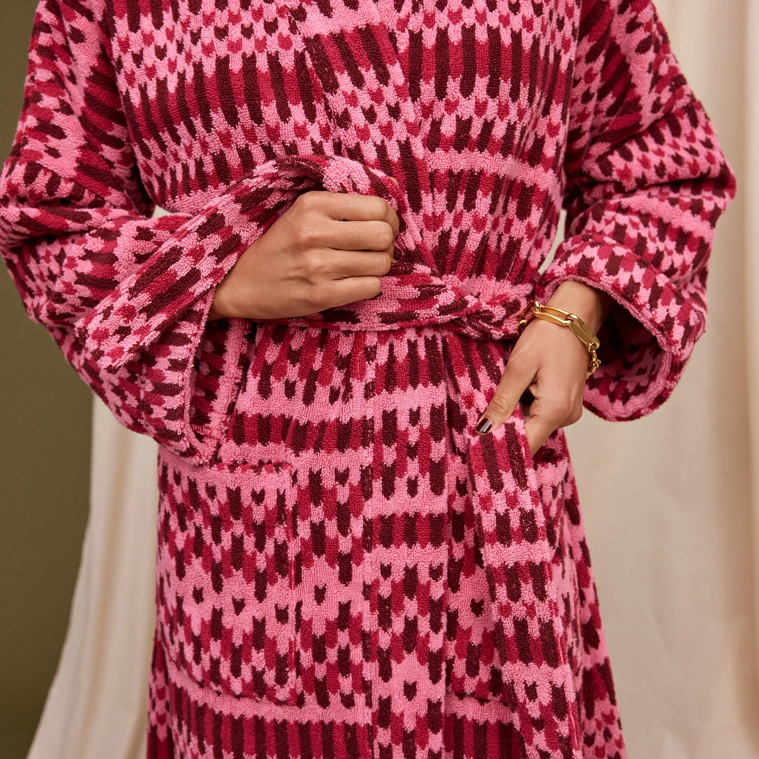 Arlette Towelling Robe - Cosmo Pink - Image 3
