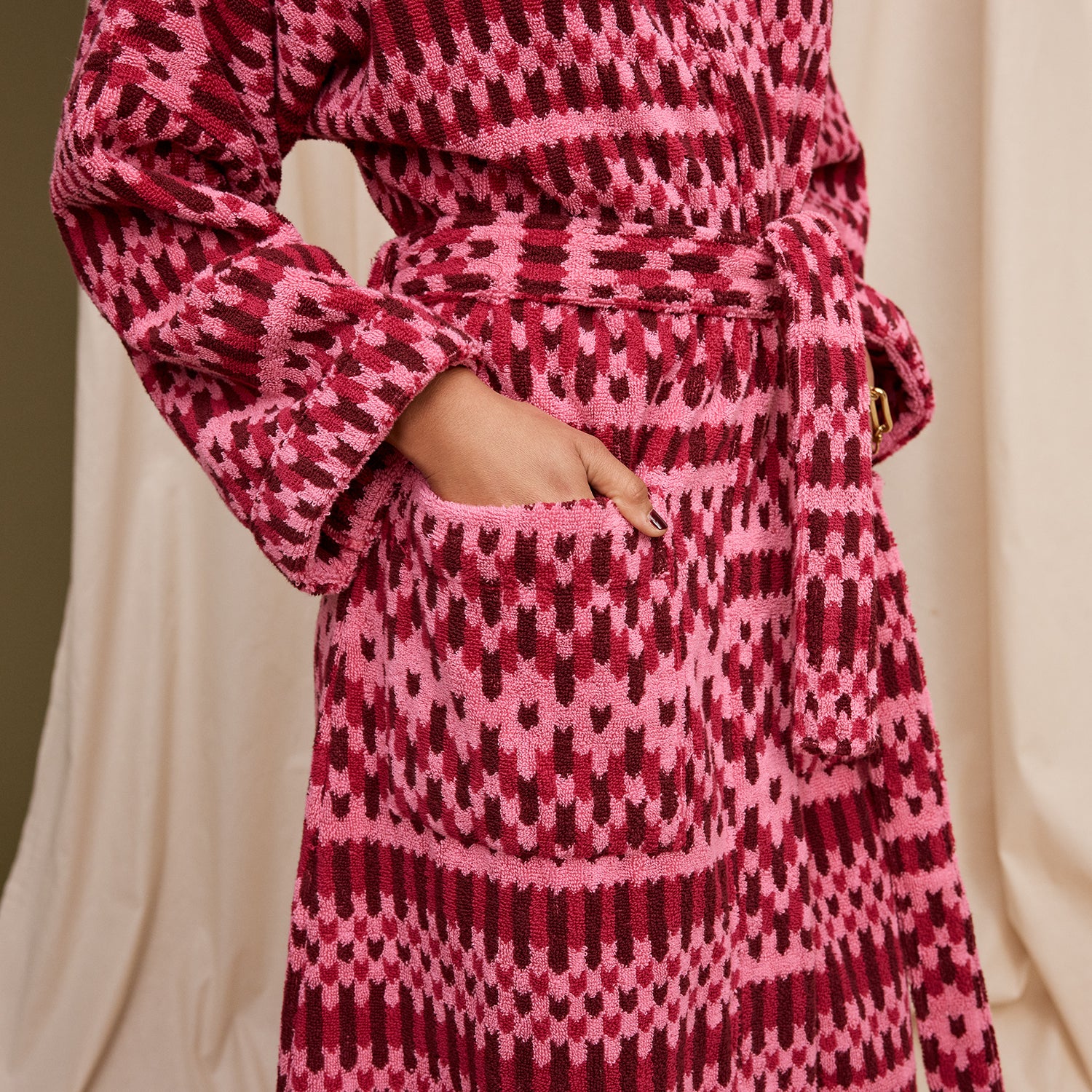 Arlette Towelling Robe - Cosmo Pink - Image 4