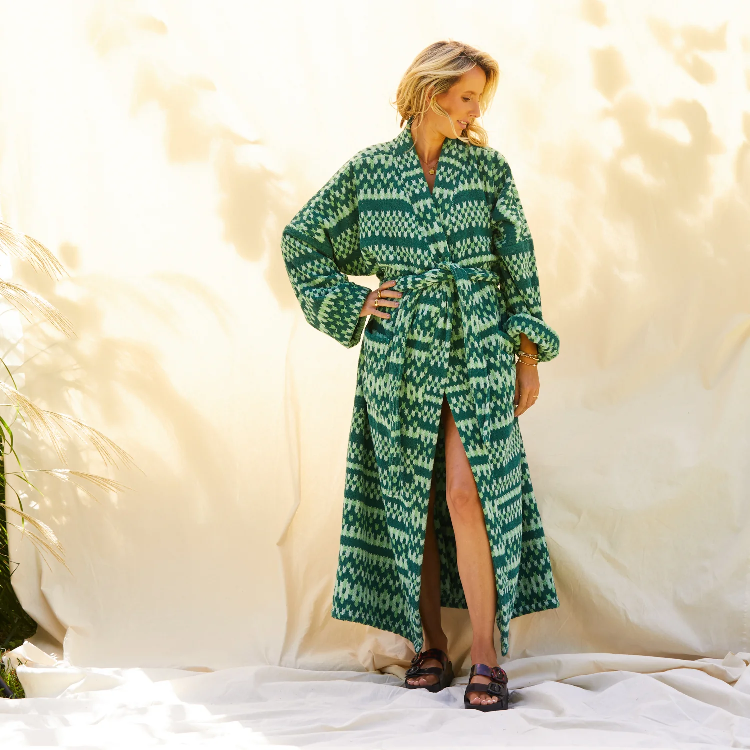 Arlette Towelling Robe - Forest
