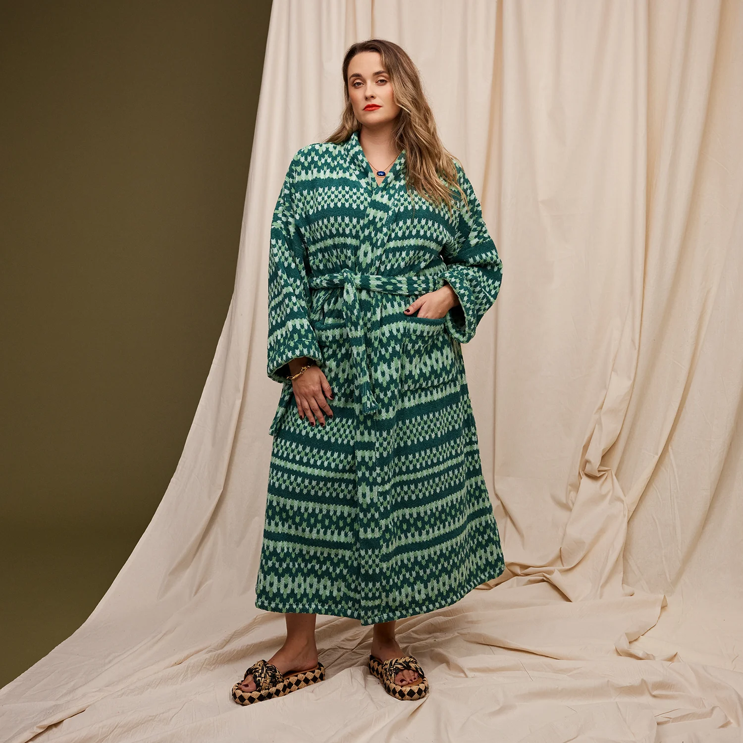 Arlette Towelling Robe - Forest - Image 2