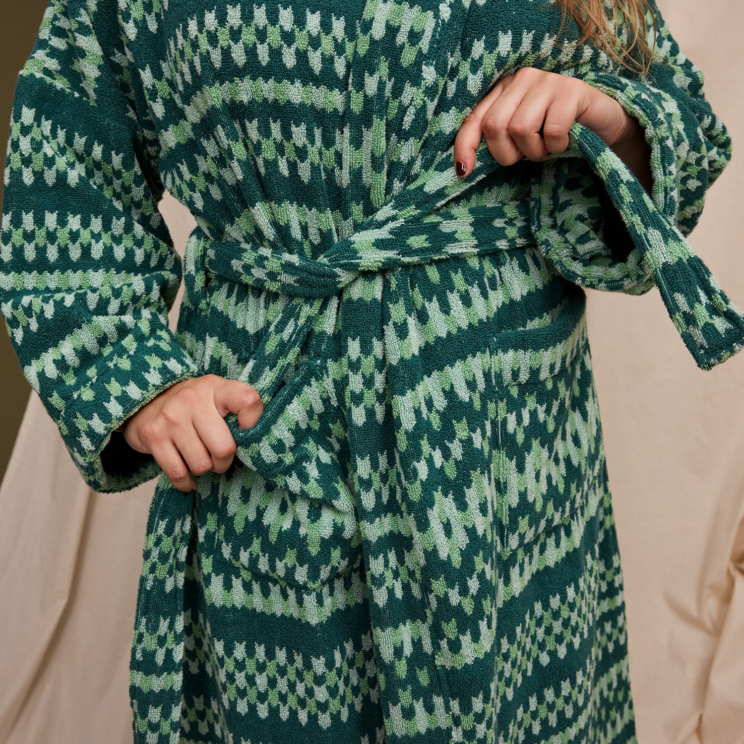 Arlette Towelling Robe - Forest - Image 3