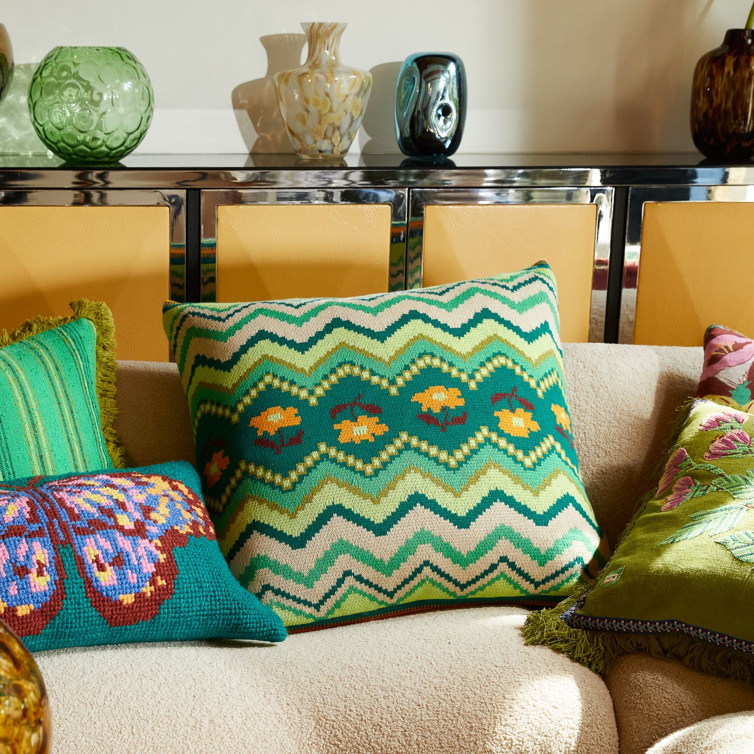 Calina Knit Cushion - Verdant - Image 2