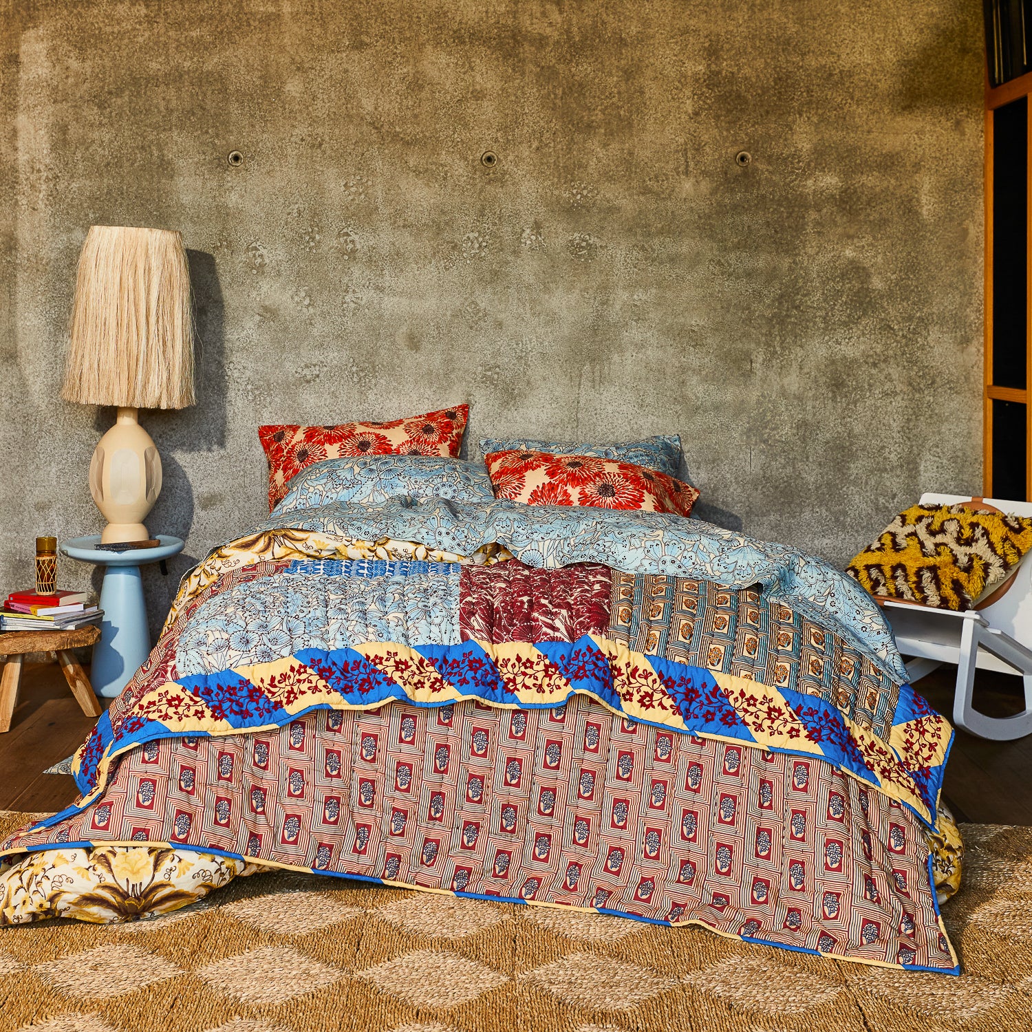Clarice Patchwork Bedcover - Azure - Image 3