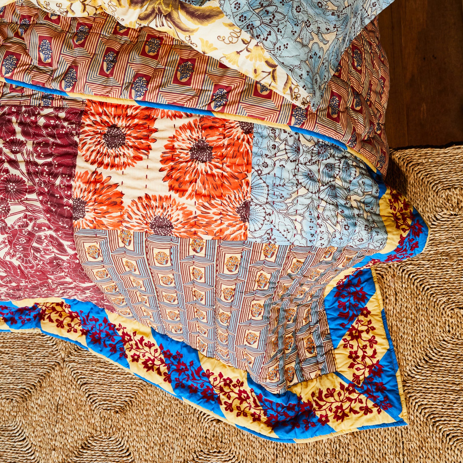 Clarice Patchwork Bedcover - Azure - Image 4