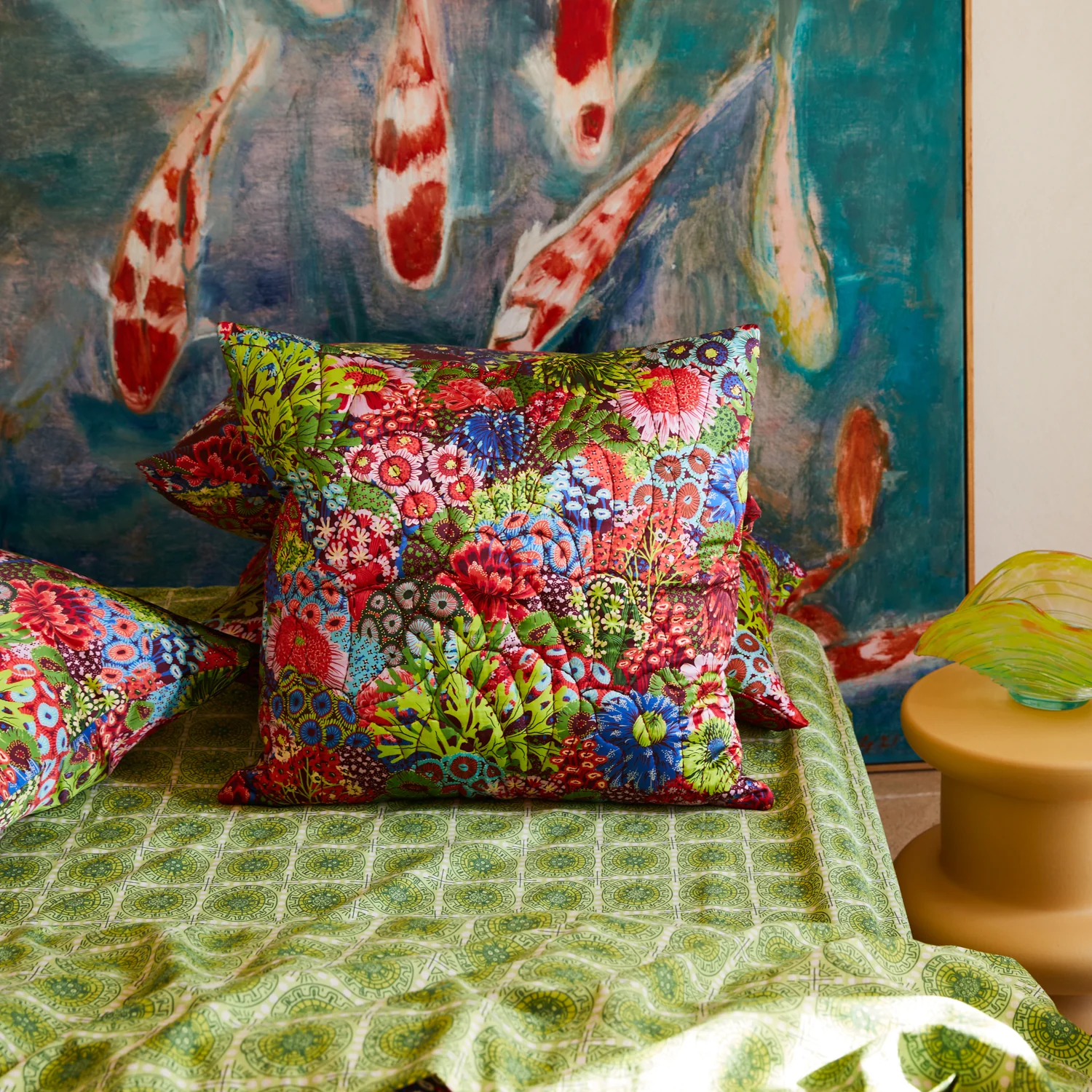 Cora Quilted Cushion - Garnet - Image 3