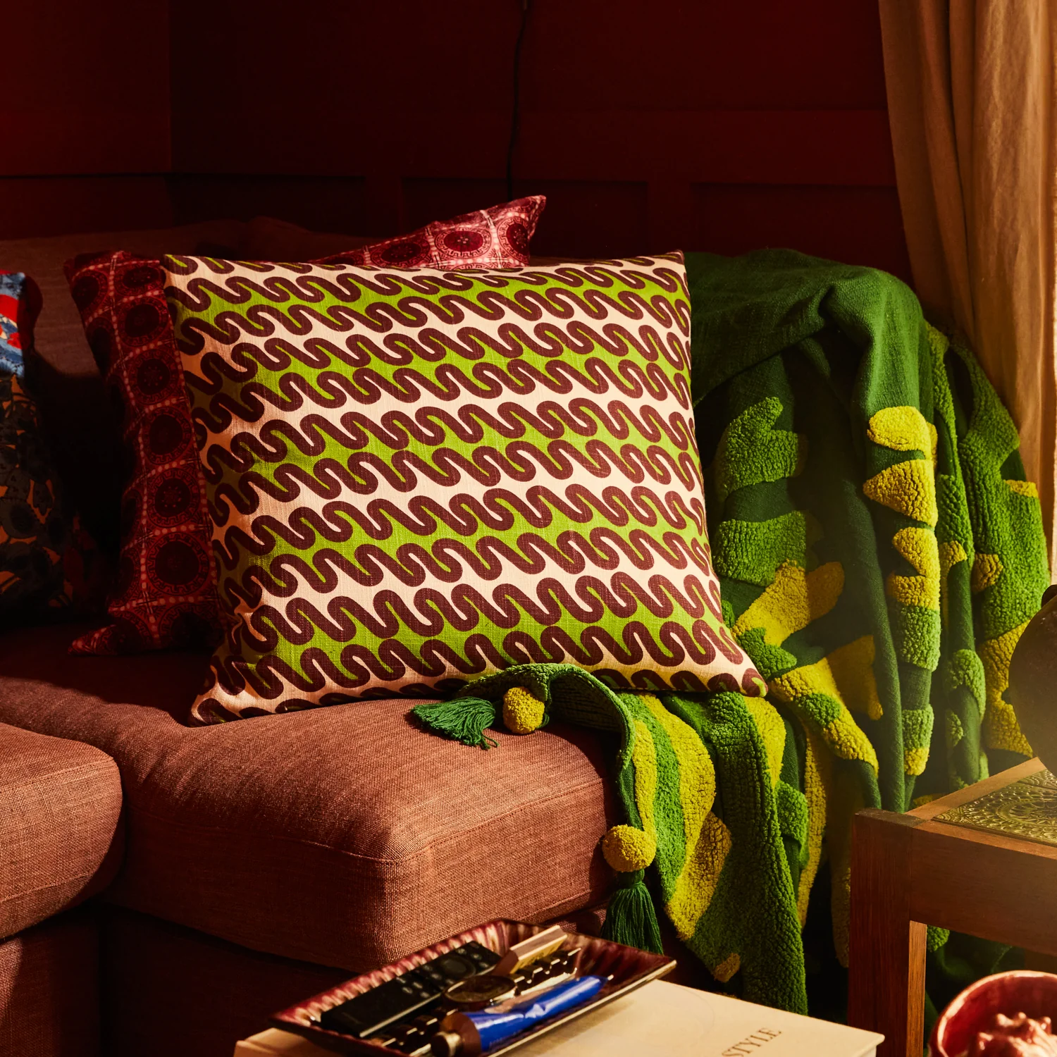 Cora Quilted Cushion - Garnet - Image 7