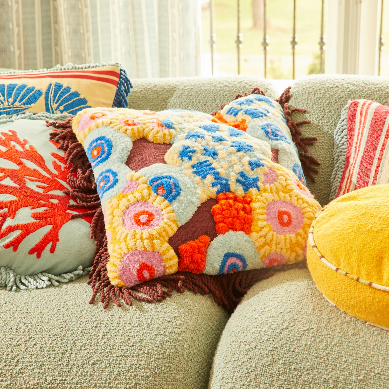 Cora Tufted Cushion - Garnet - Image 5