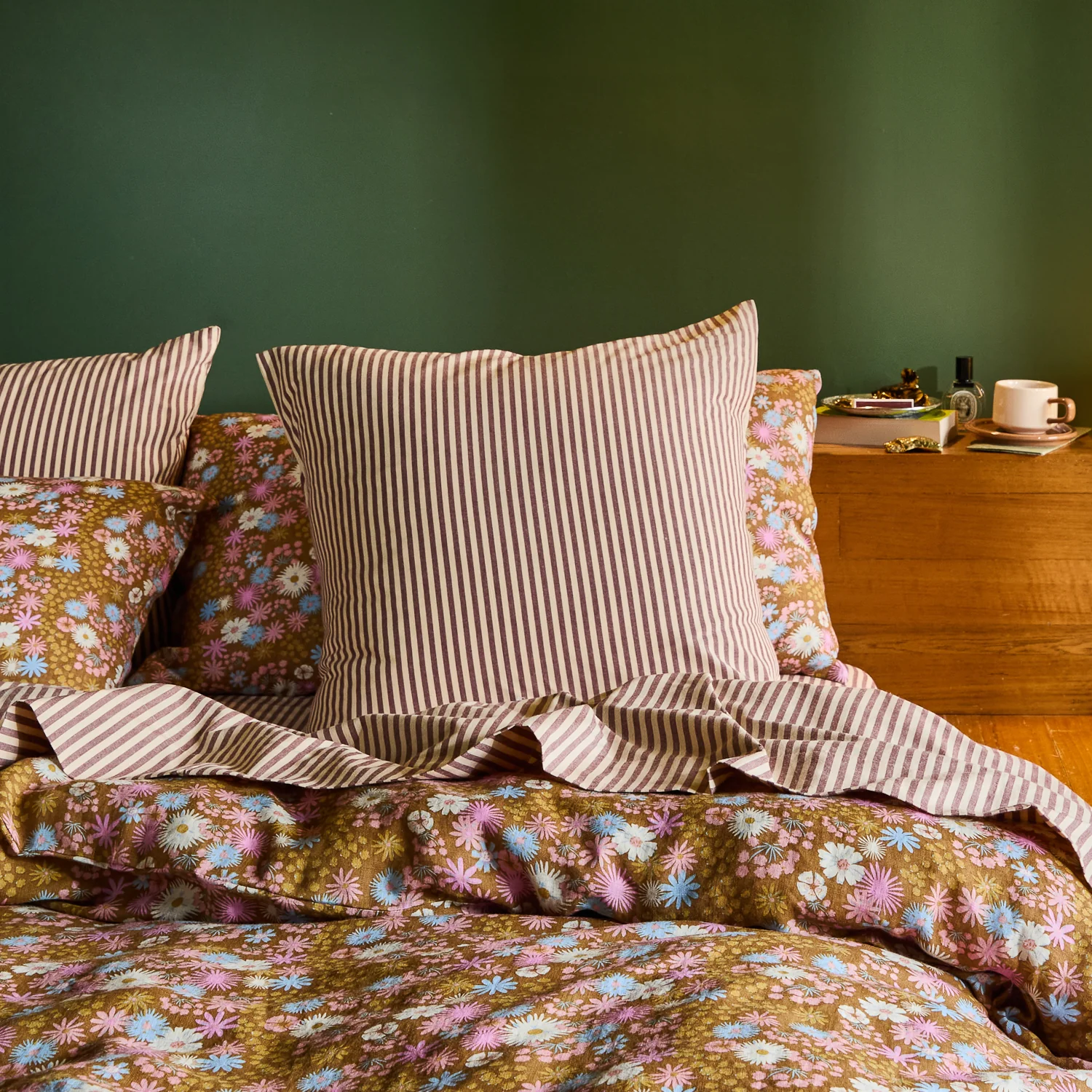 Cordell Cotton Euro Pillowcase Set - Rosewood - Image 6