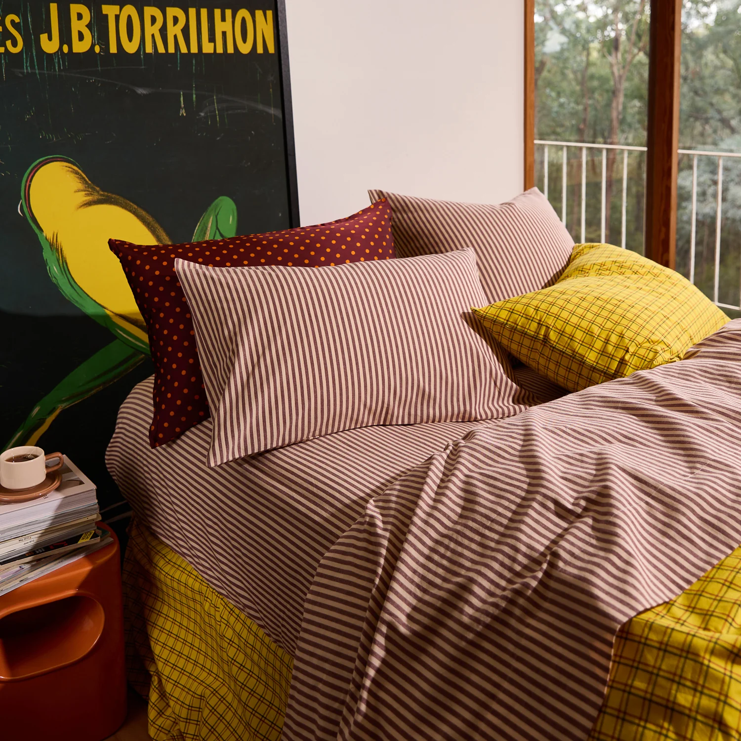 Cordell Cotton Pillowcase Set - Rosewood - Image 2