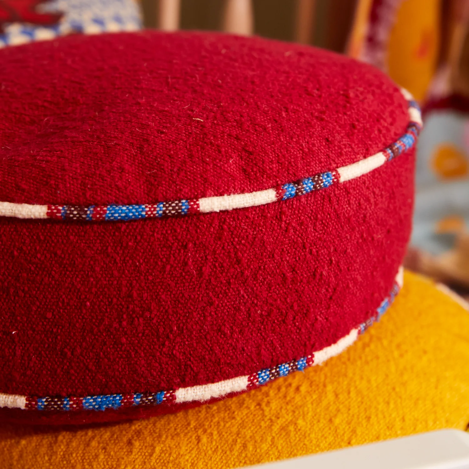 Delana Round Cushion - Crimson - Image 3