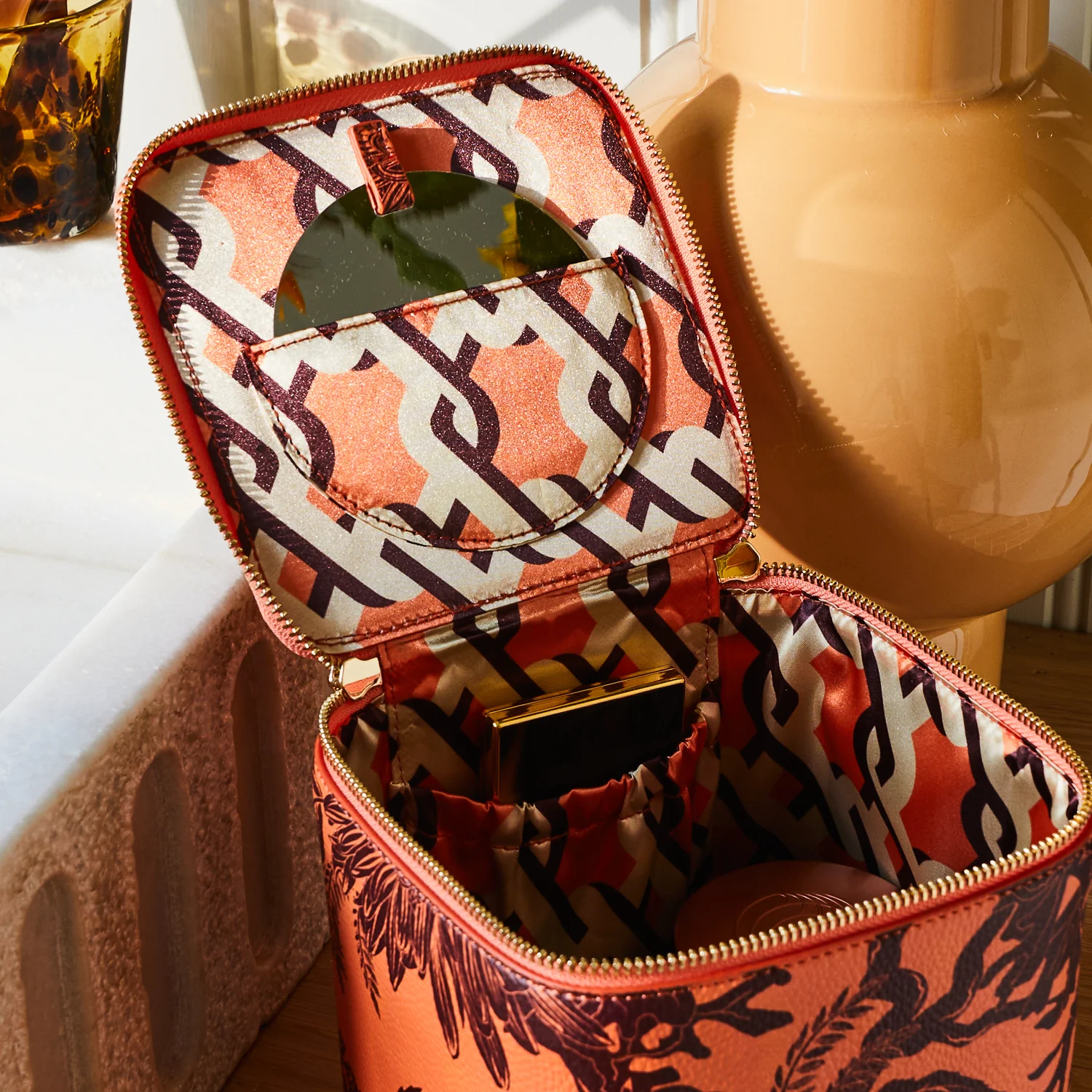 Delphine Small Vanity Case - Vivid Coral - Image 3