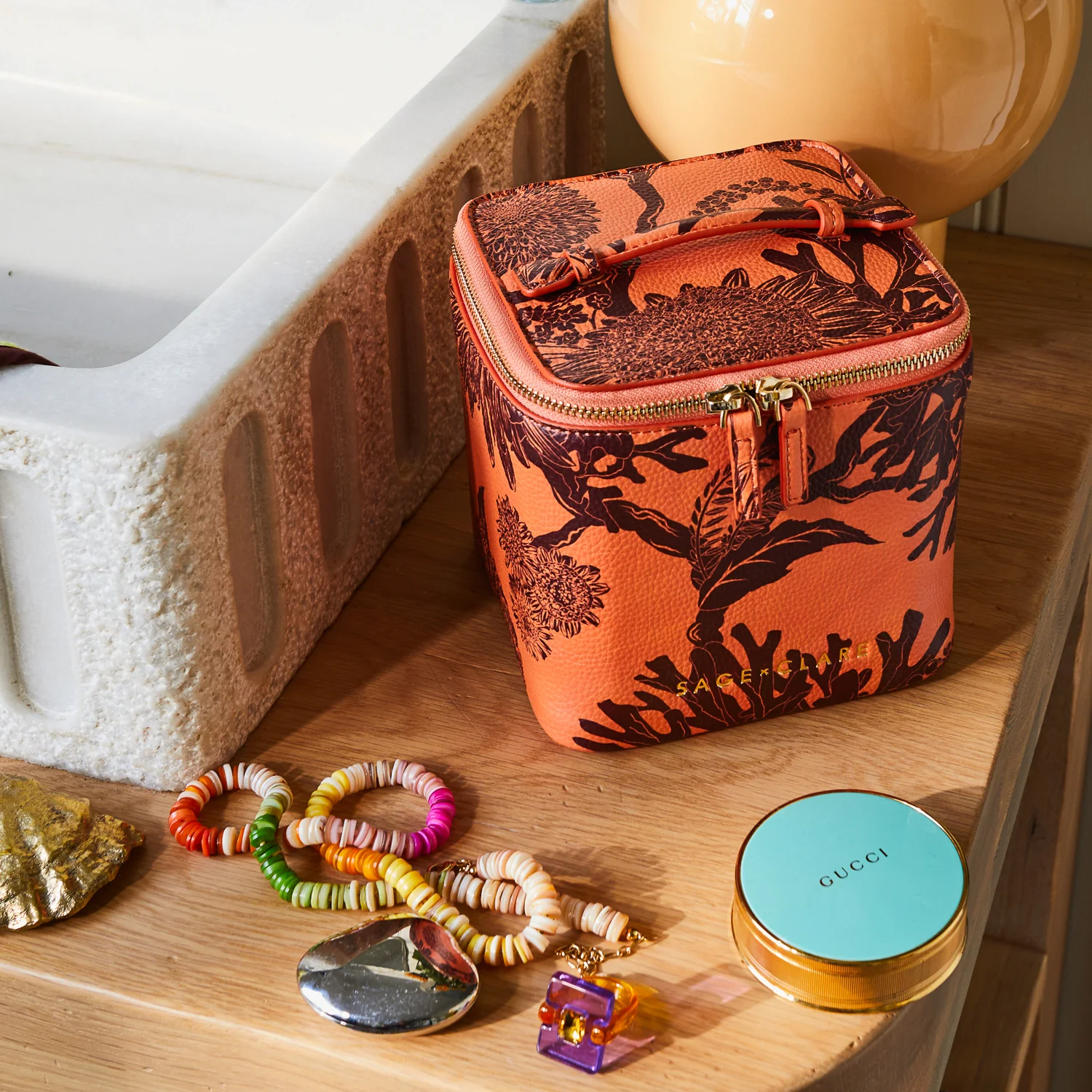 Delphine Small Vanity Case - Vivid Coral - Image 4