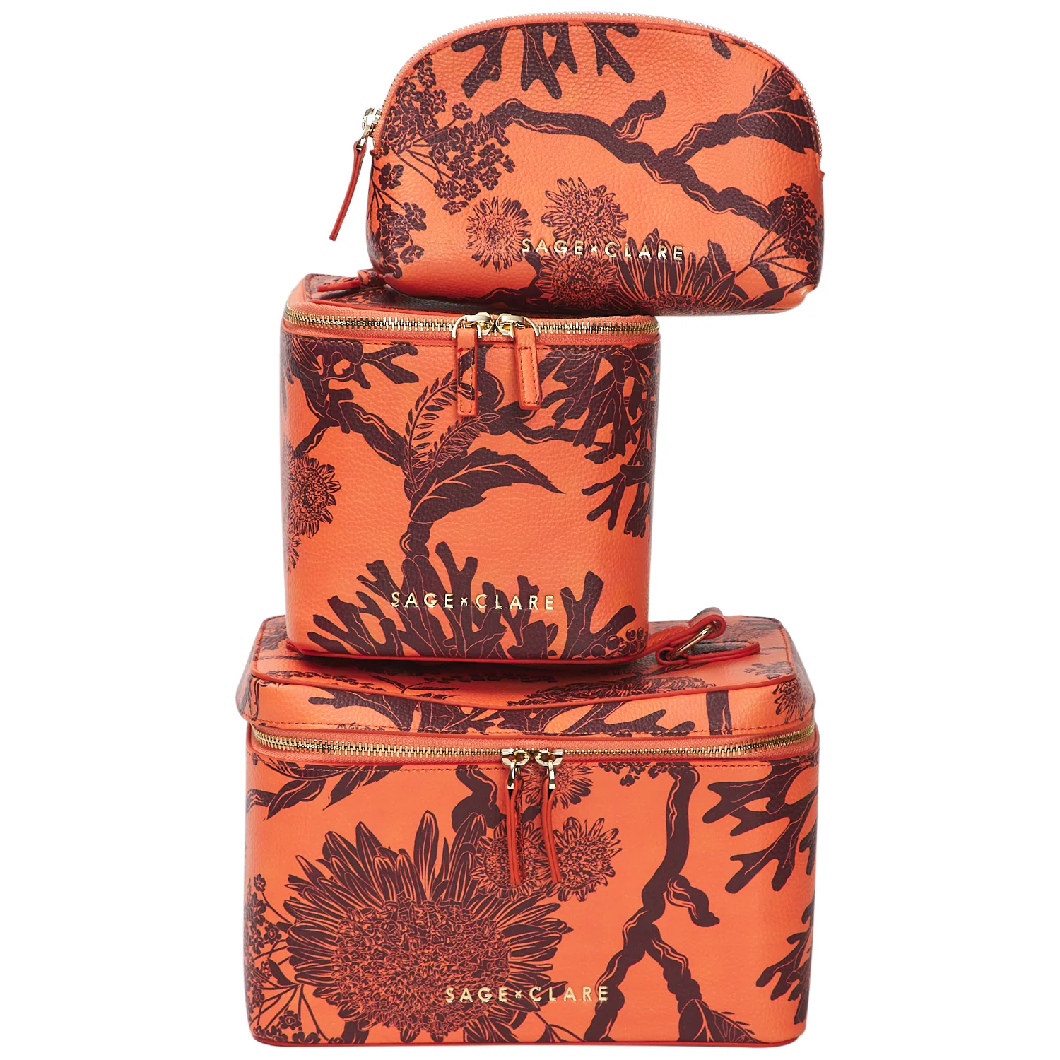 Delphine Small Vanity Case - Vivid Coral - Image 8