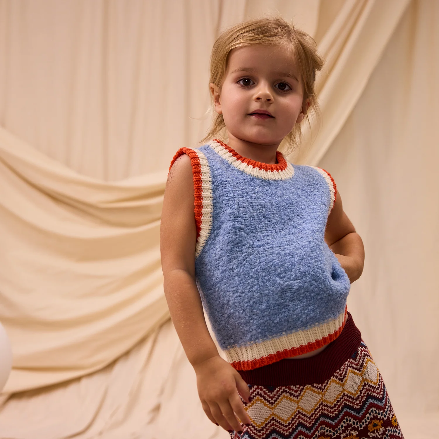 Eleni Kids Knit Vest - Cornflower