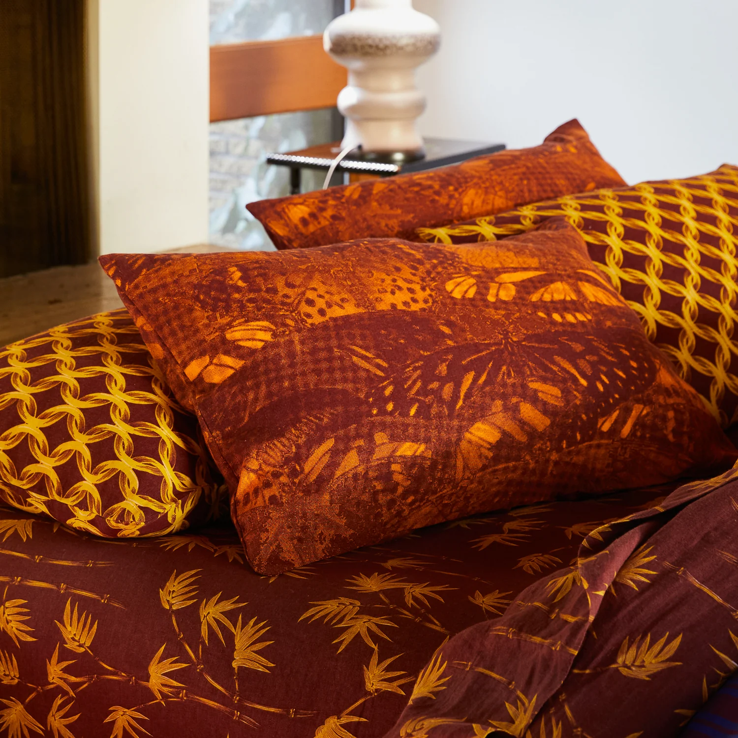 Emilia Linen Pillowcase Set - Marigold - Image 2