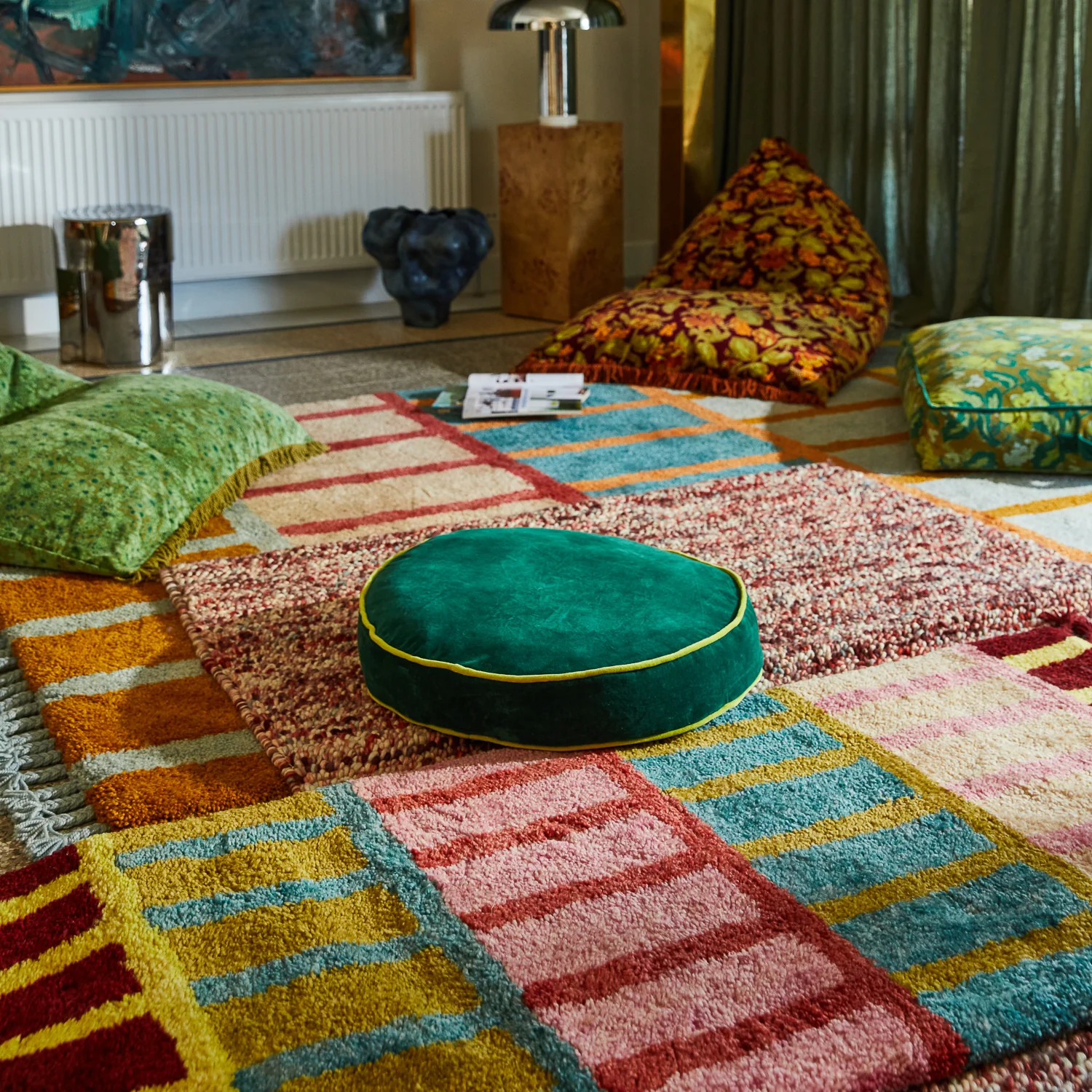 Etienne Velvet Floor Cushion - Forest - Image 3