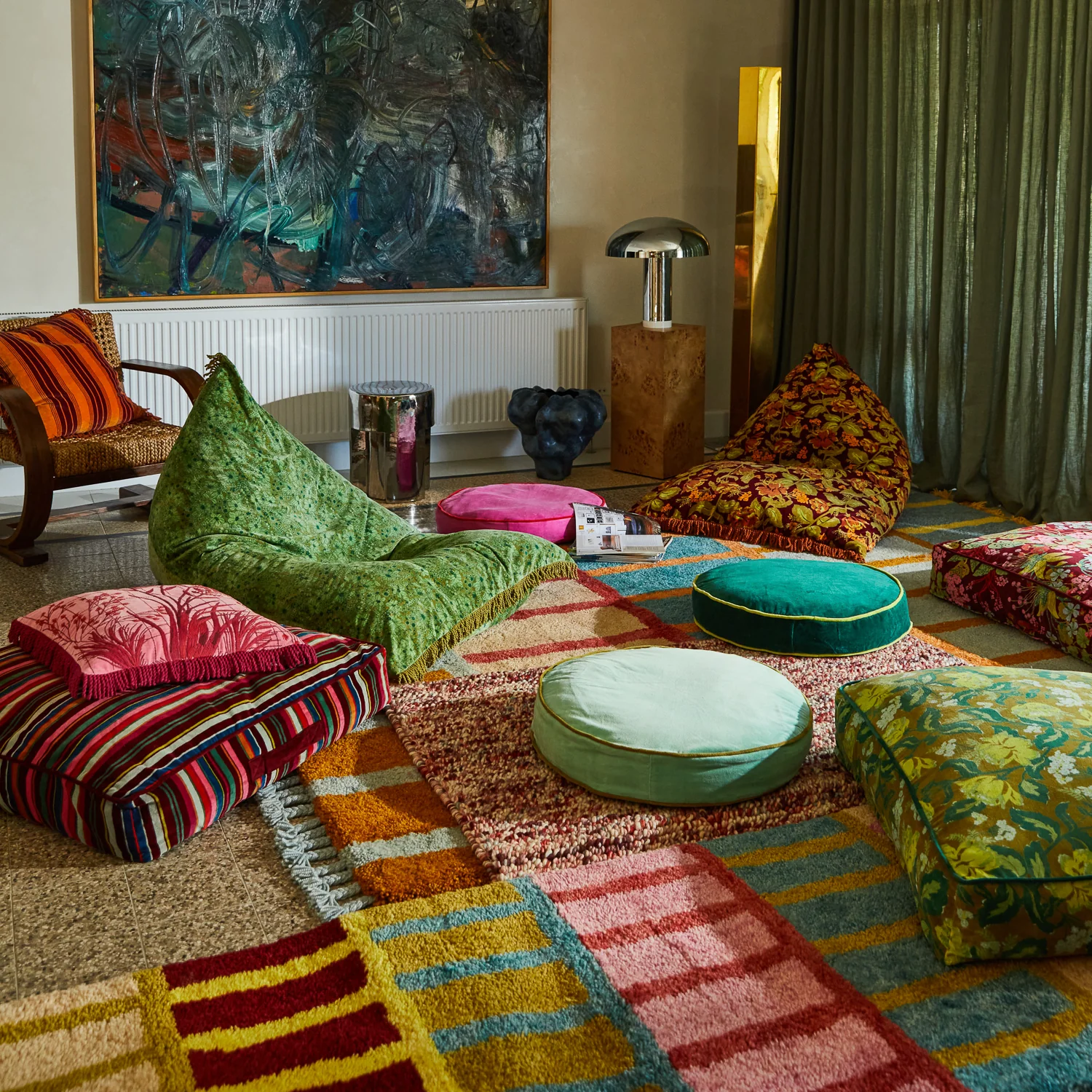Etienne Velvet Floor Cushion - Forest - Image 5