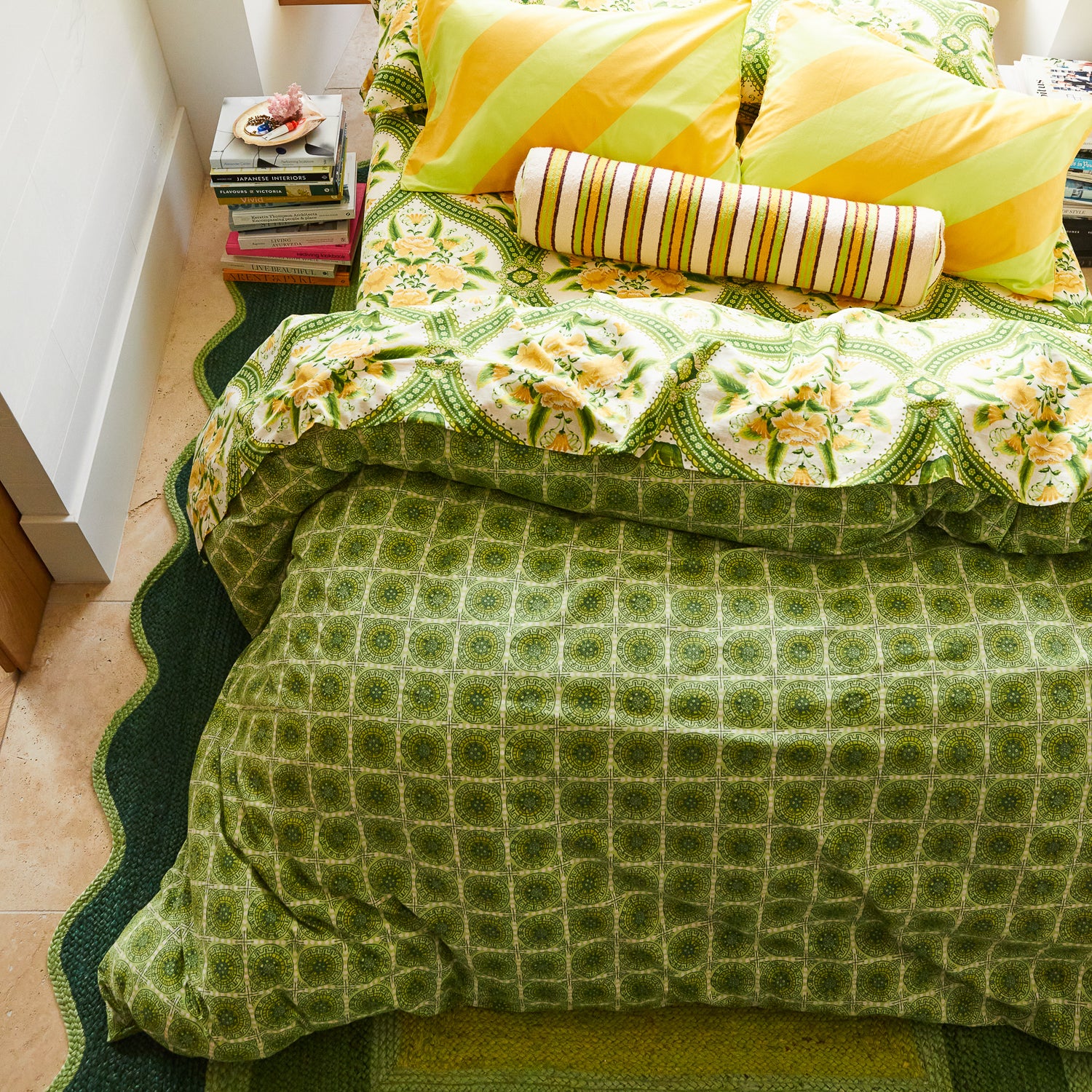 Gabriella Cotton Quilt Cover - Key Lime - Image 4