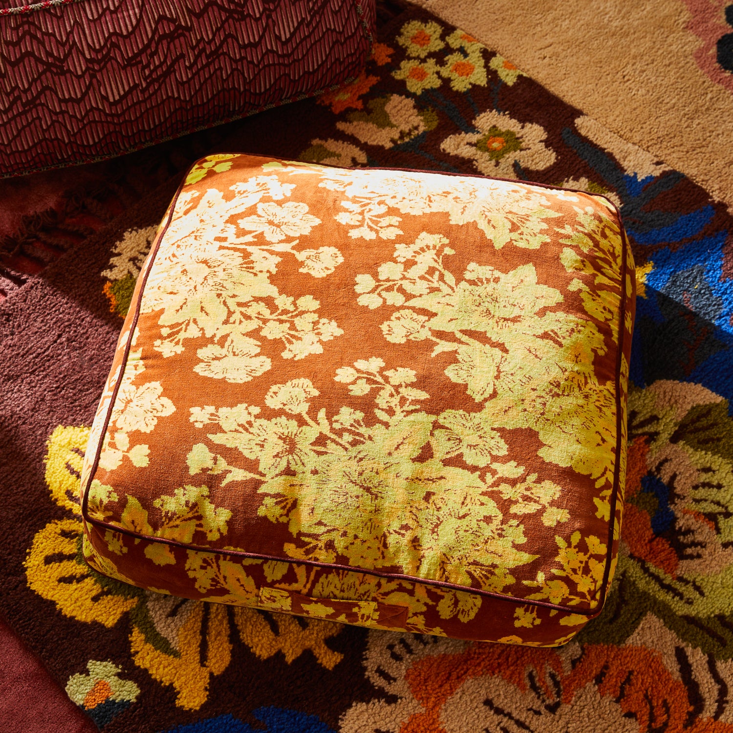 Hazel Velvet Floor Cushion - Russet - Image 2