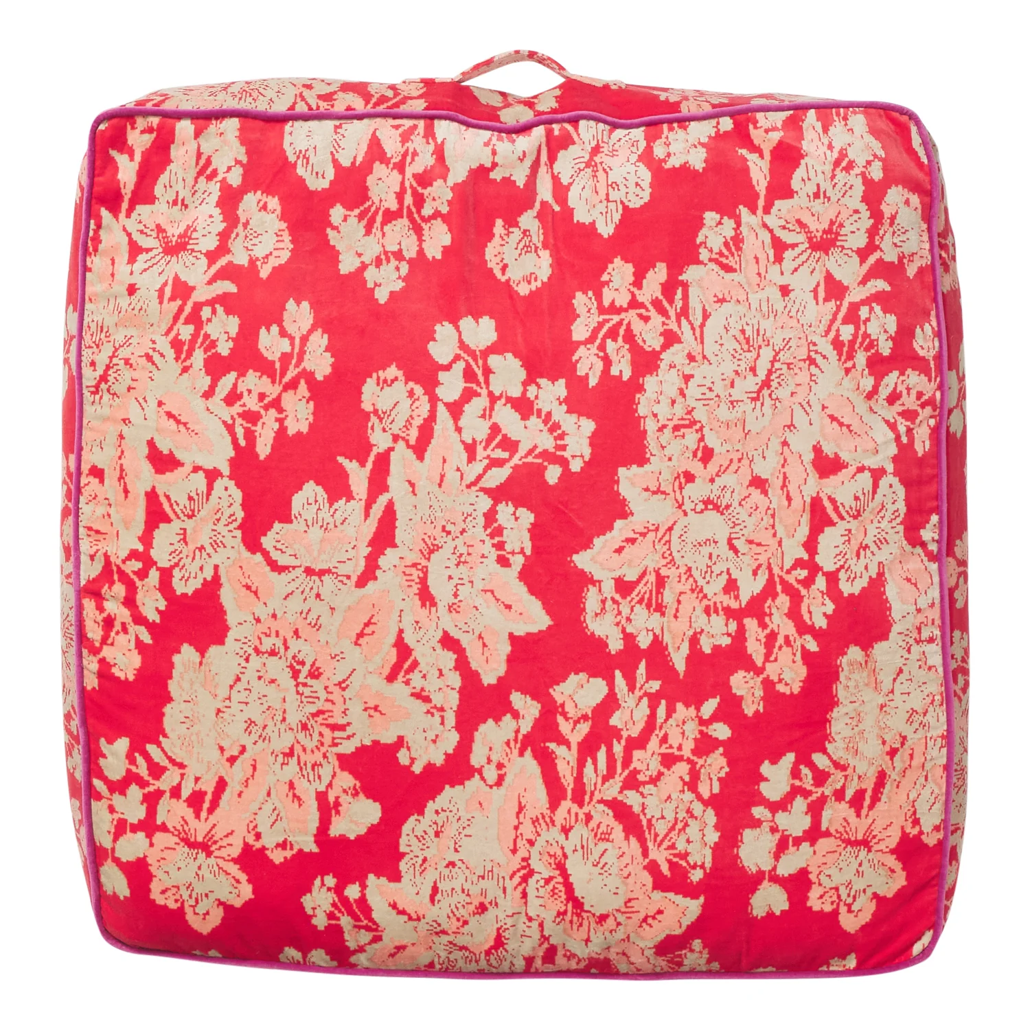 Hazel Velvet Floor Cushion - Vermillion