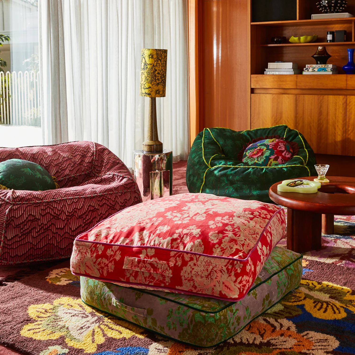 Hazel Velvet Floor Cushion - Vermillion - Image 5
