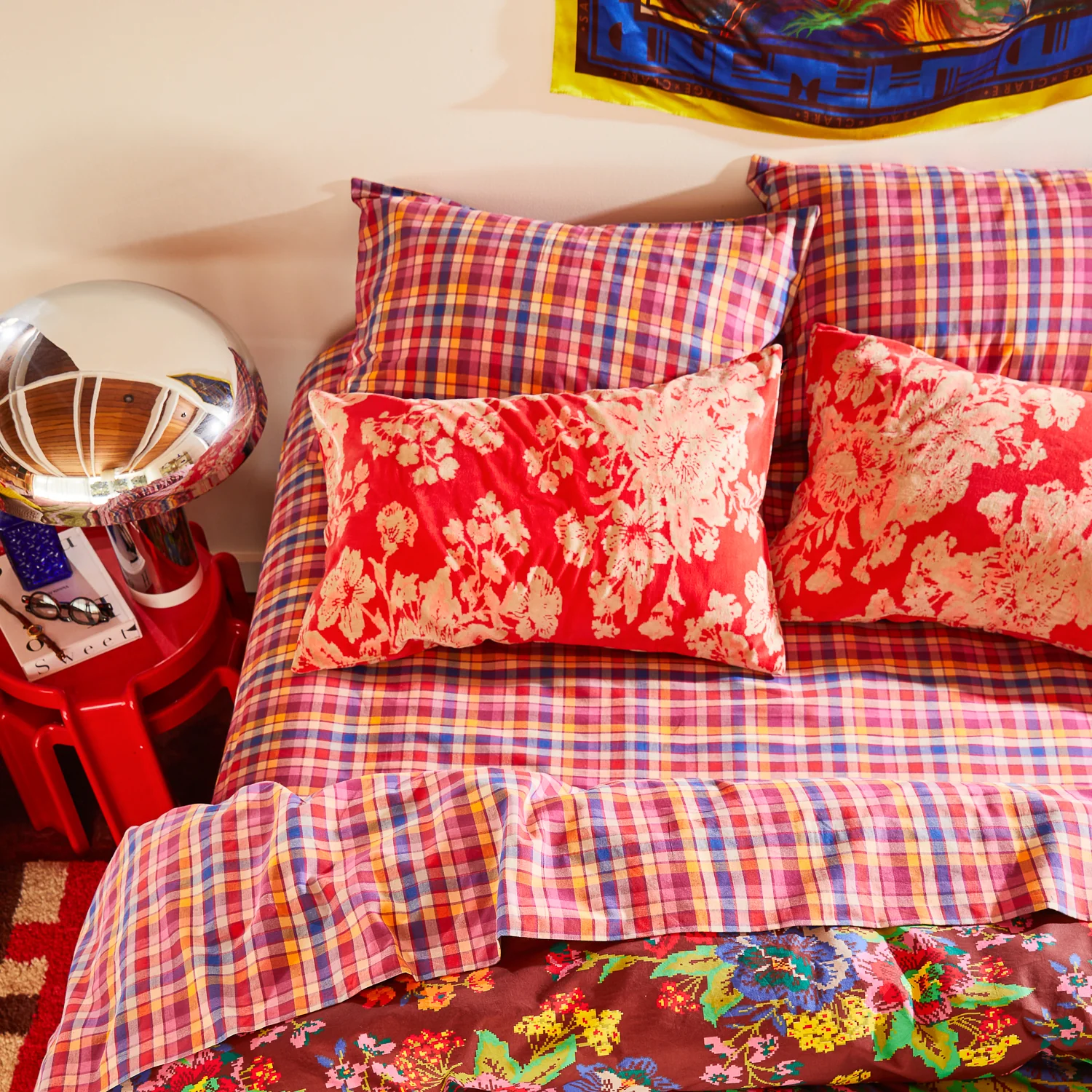 Hazel Velvet Pillowcase - Vermillion - Image 2