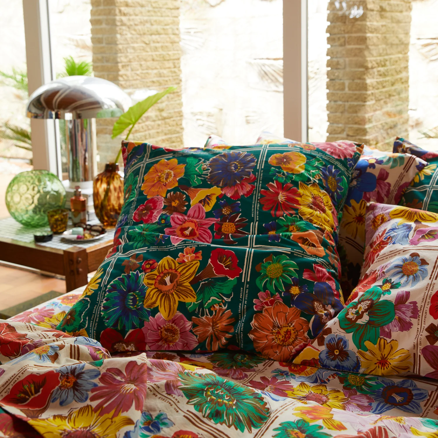 Ines Cotton Euro Pillowcase Set - Verdant - Image 2
