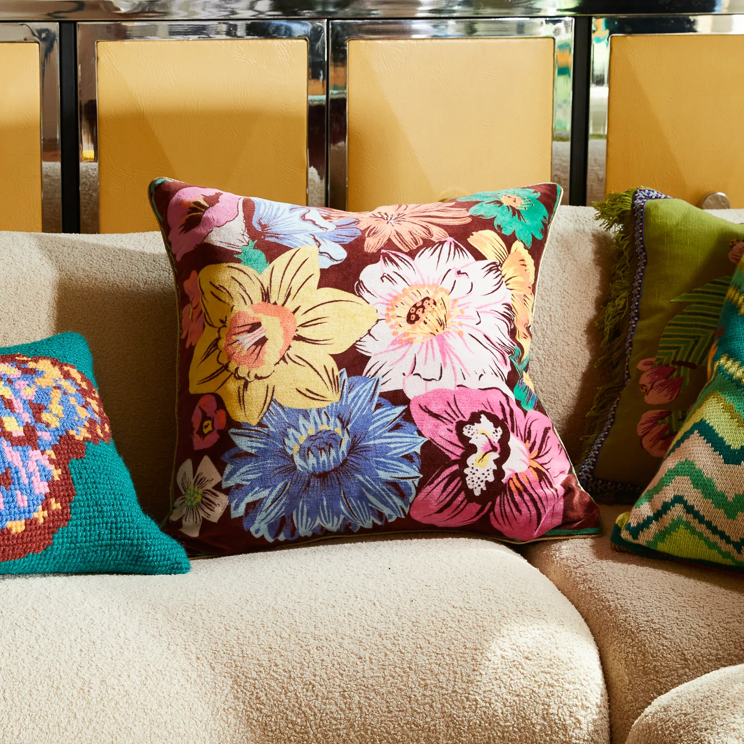 Ines Velvet Cushion - Burnt Sienna - Image 2