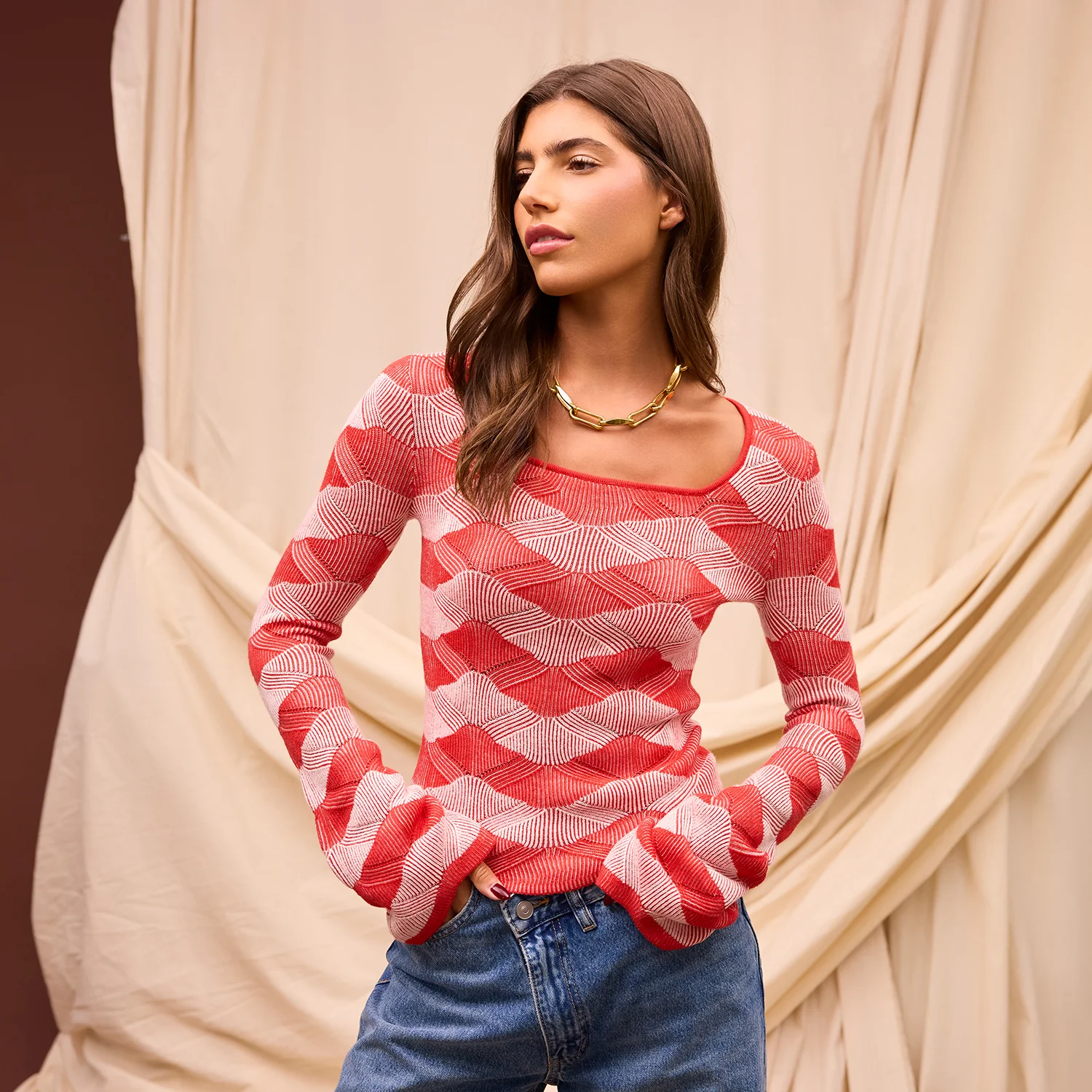 Ingrid Knit Top - Vermillion - Image 3