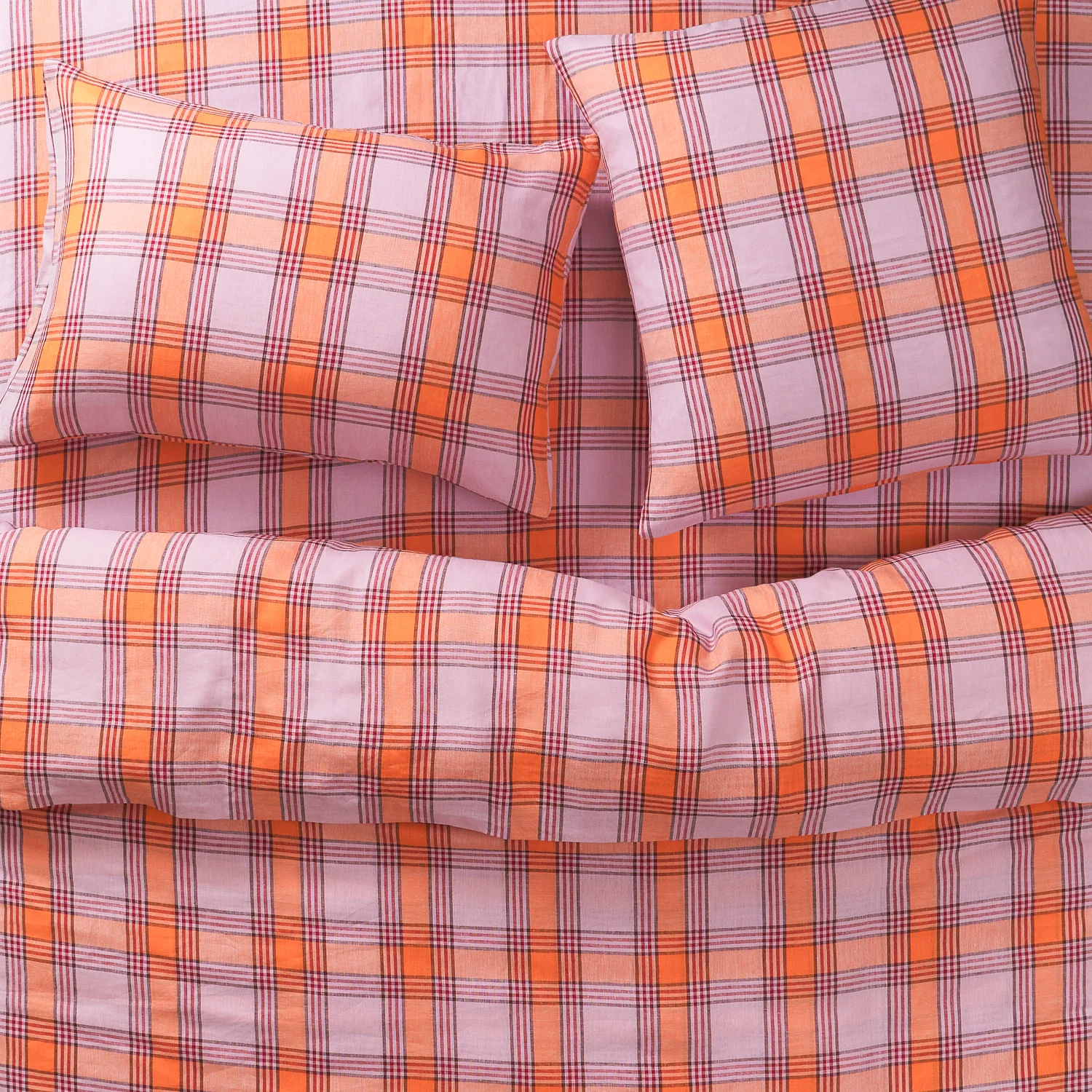 Isla Linen Quilt Cover - Vivid Coral - Image 3