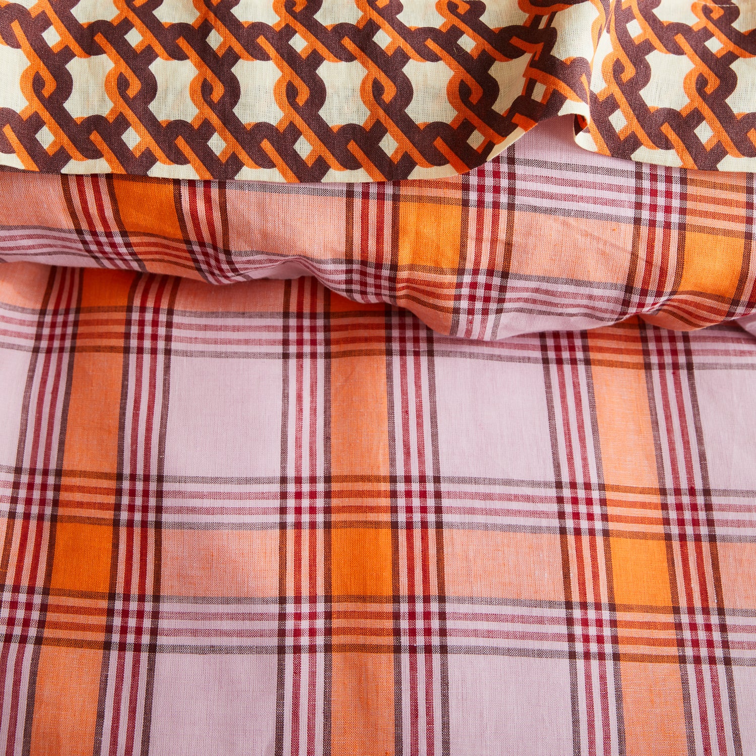 Isla Linen Quilt Cover - Vivid Coral - Image 5