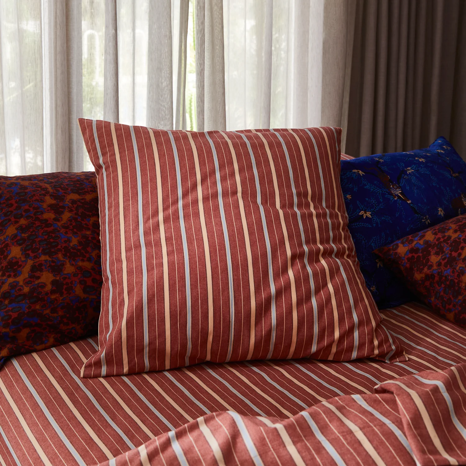 Leon Cotton Euro Pillowcase Set - Burnt Sienna - Image 2