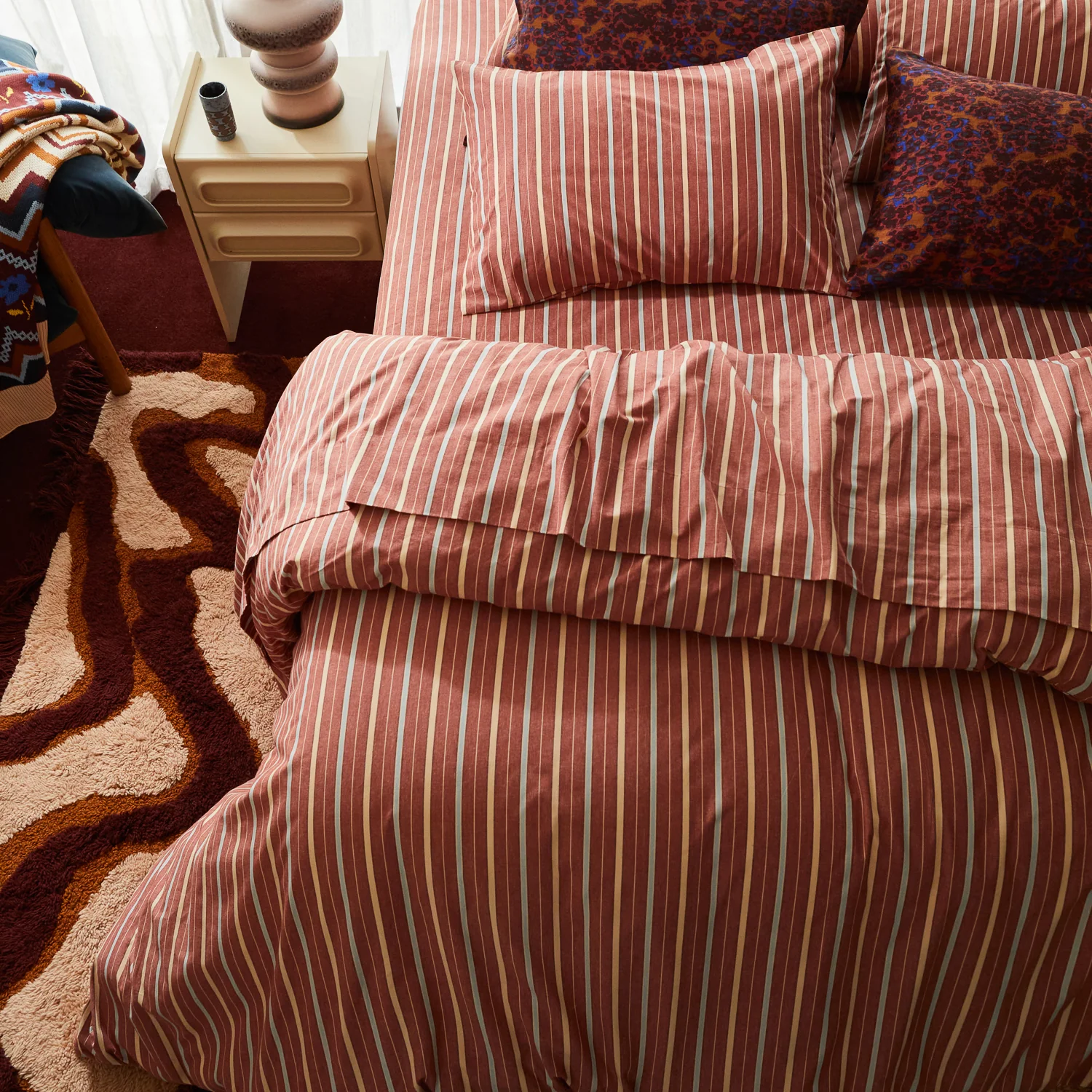 Leon Cotton Quilt Cover - Burnt Sienna - Image 3