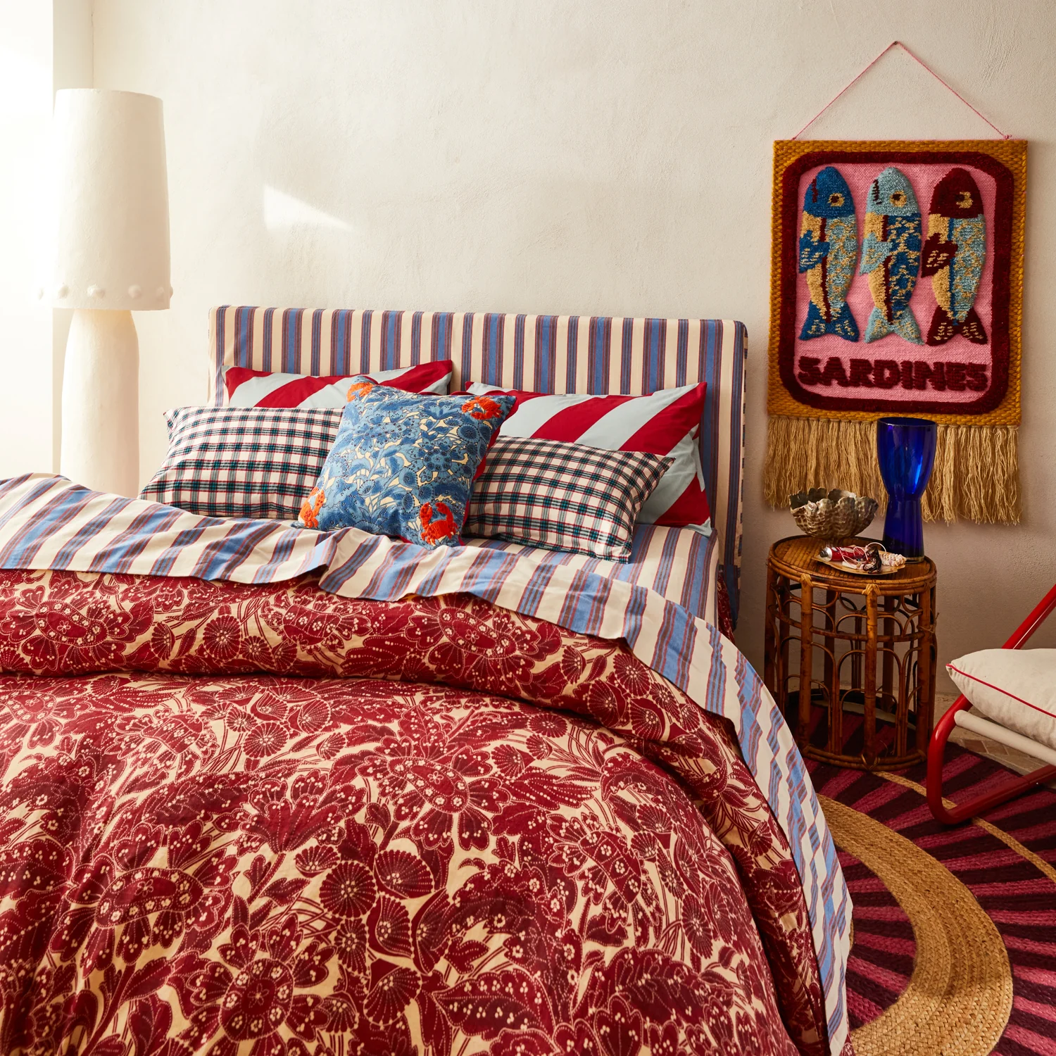 Lucia Embroidered Cushion - Cerulean - Image 5